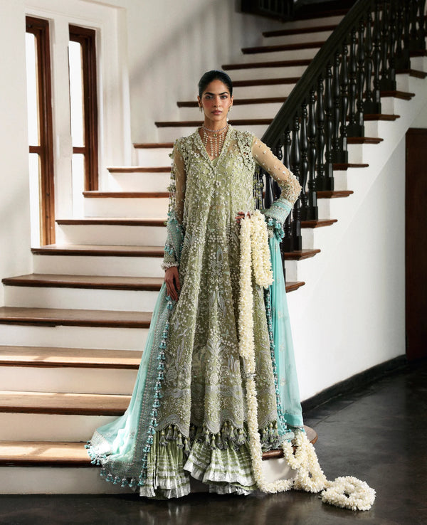 Republic Women's wear | Jazrdin D'amour Wedding Unstitched' 26 | Pista Long Shirt & Lehnga-Aliénor