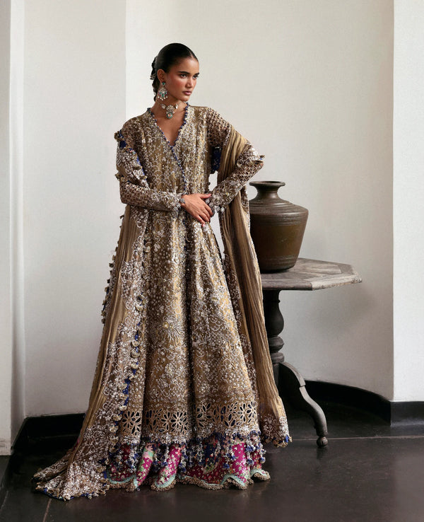 Republic Women's wear | Jazrdin D'amour Wedding Unstitched' 26 | Gold Angrakha & Lehnga-Rêve d’Or