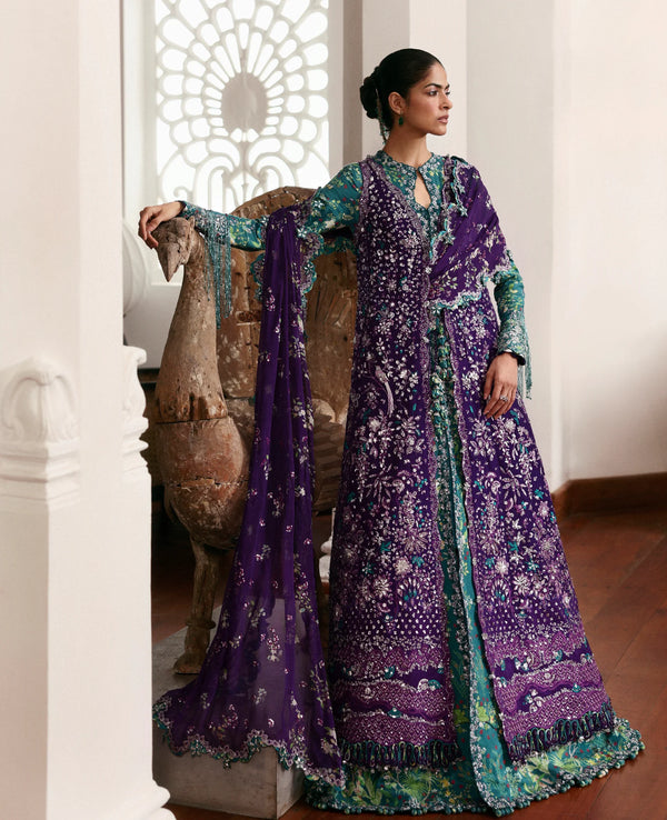 Republic Women's wear | Jazrdin D'amour Wedding Unstitched' 26 | Purple Open Maxi & Gown-Fleur de Soie-