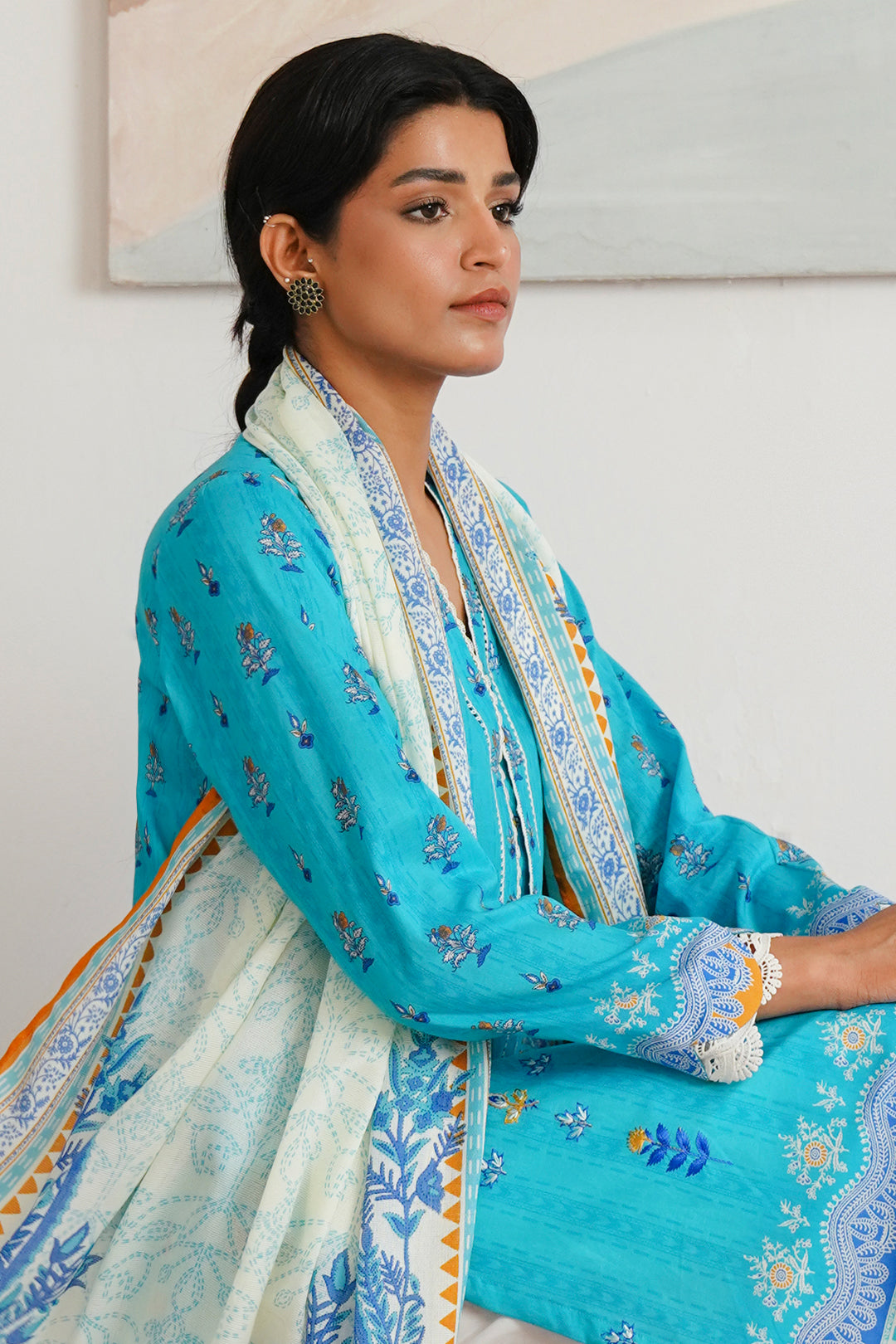 Zellbury | Unstitched 2 Piece Cambric | Embroidered Shirt Dupatta - 0020 - by - Libasekhas UK - Registered Vendor of : Zellbury Women - 100% Original Designer Dresss