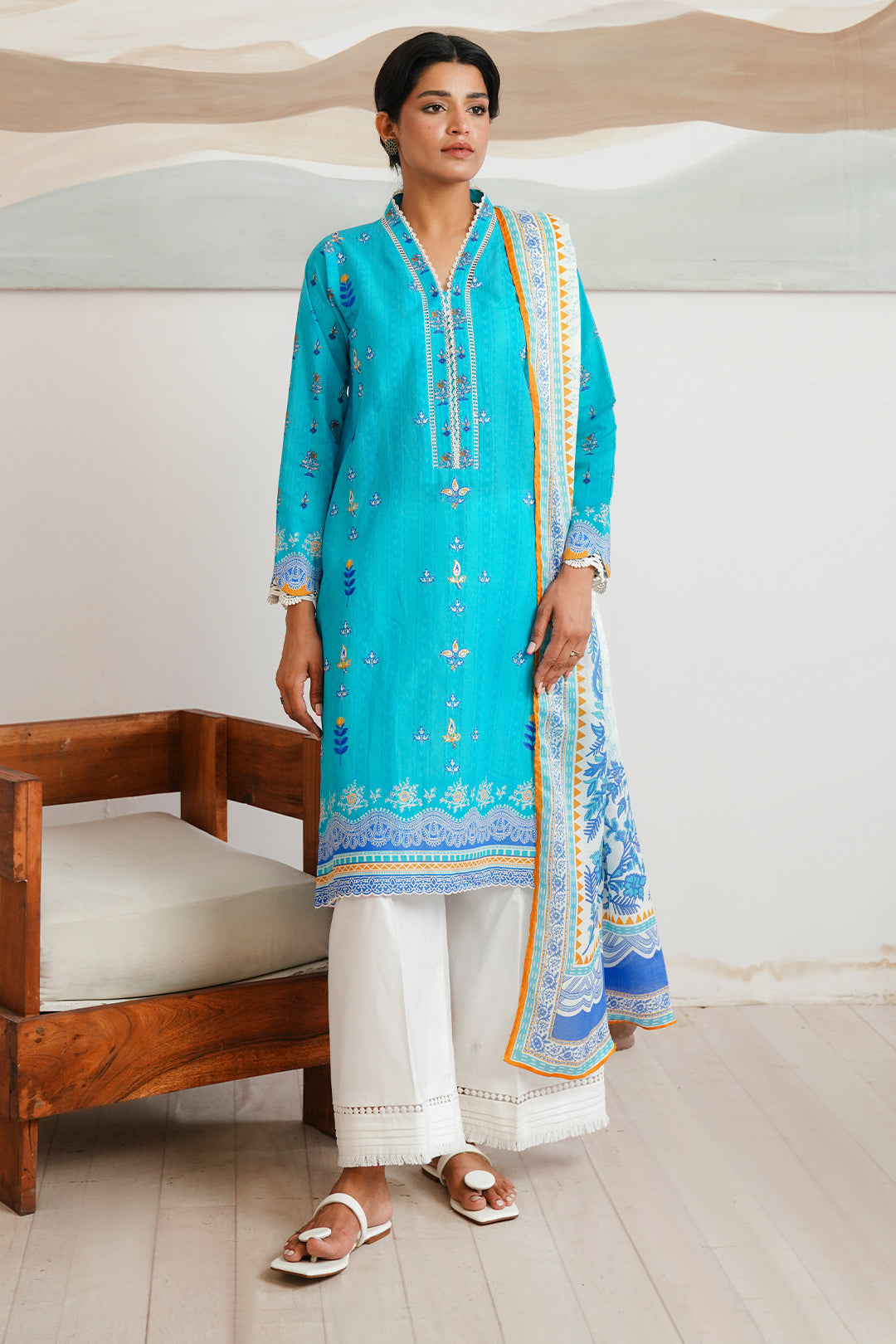 Zellbury | Unstitched 2 Piece Cambric | Embroidered Shirt Dupatta - 0020 - by - Libasekhas UK - Registered Vendor of : Zellbury Women - 100% Original Designer Dresss