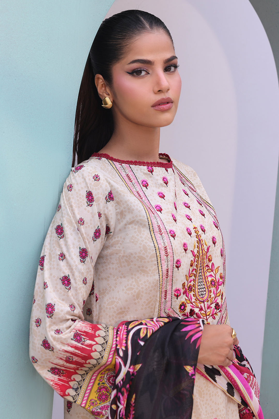 Zellbury | Unstitched 2 Piece Cambric | Embroidered Shirt Dupatta - 0022 - by - Libasekhas UK - Registered Vendor of : Zellbury Women - 100% Original Designer Dresss