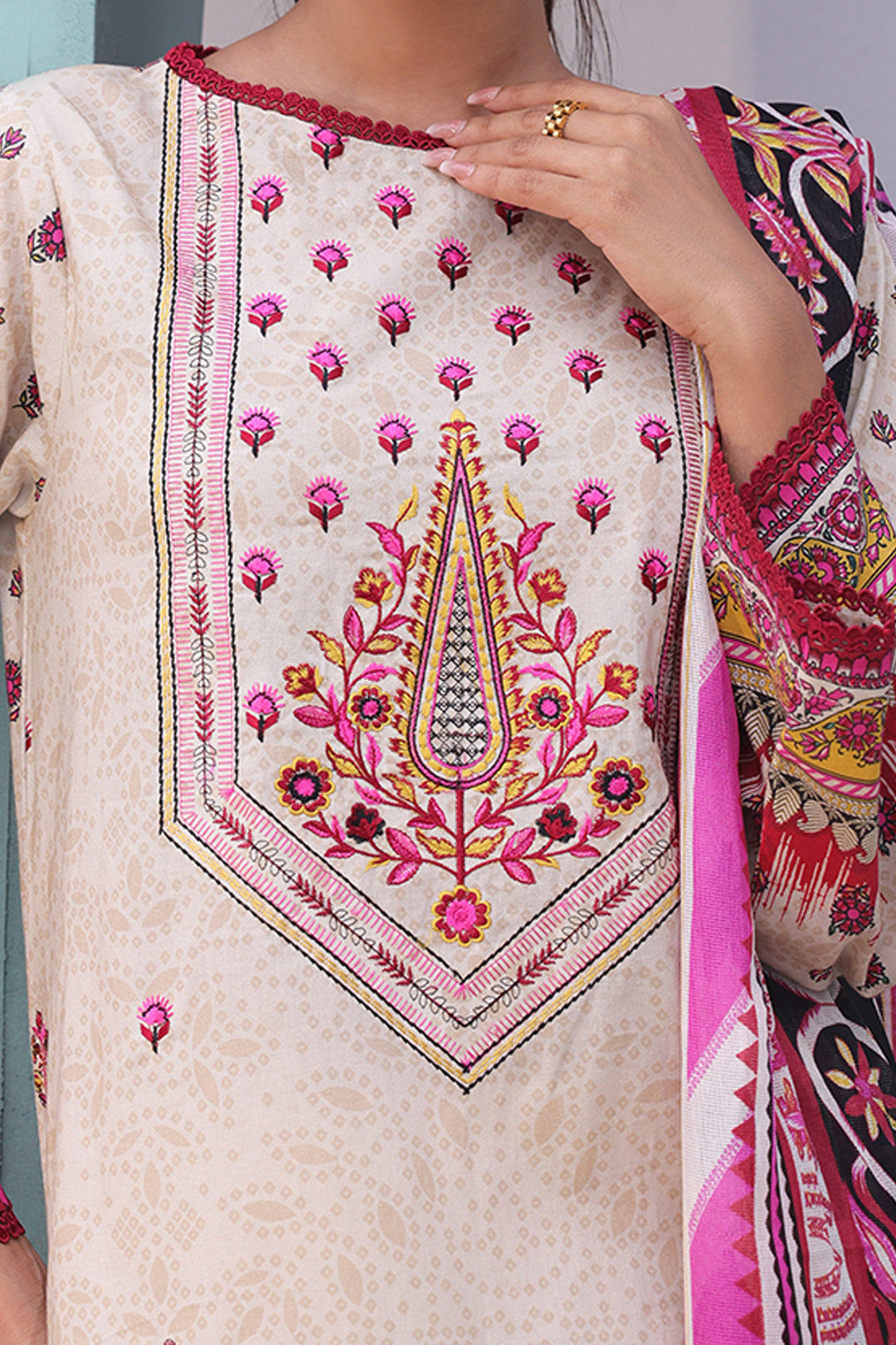 Zellbury | Unstitched 2 Piece Cambric | Embroidered Shirt Dupatta - 0022 - by - Libasekhas UK - Registered Vendor of : Zellbury Women - 100% Original Designer Dresss