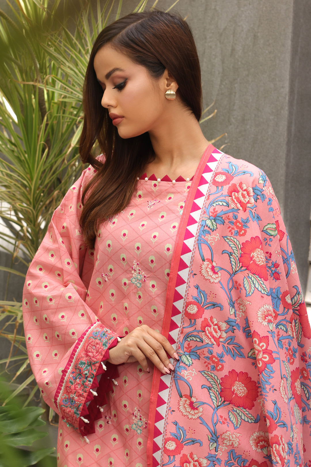 Zellbury | Unstitched 2 Piece Cambric | Embroidered Shirt Dupatta - 0025 - by - Libasekhas UK - Registered Vendor of : Zellbury Women - 100% Original Designer Dresss