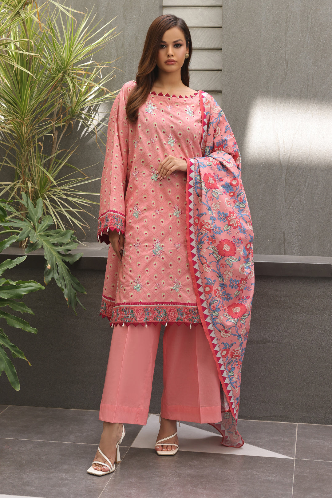 Zellbury | Unstitched 2 Piece Cambric | Embroidered Shirt Dupatta - 0025 - by - Libasekhas UK - Registered Vendor of : Zellbury Women - 100% Original Designer Dresss
