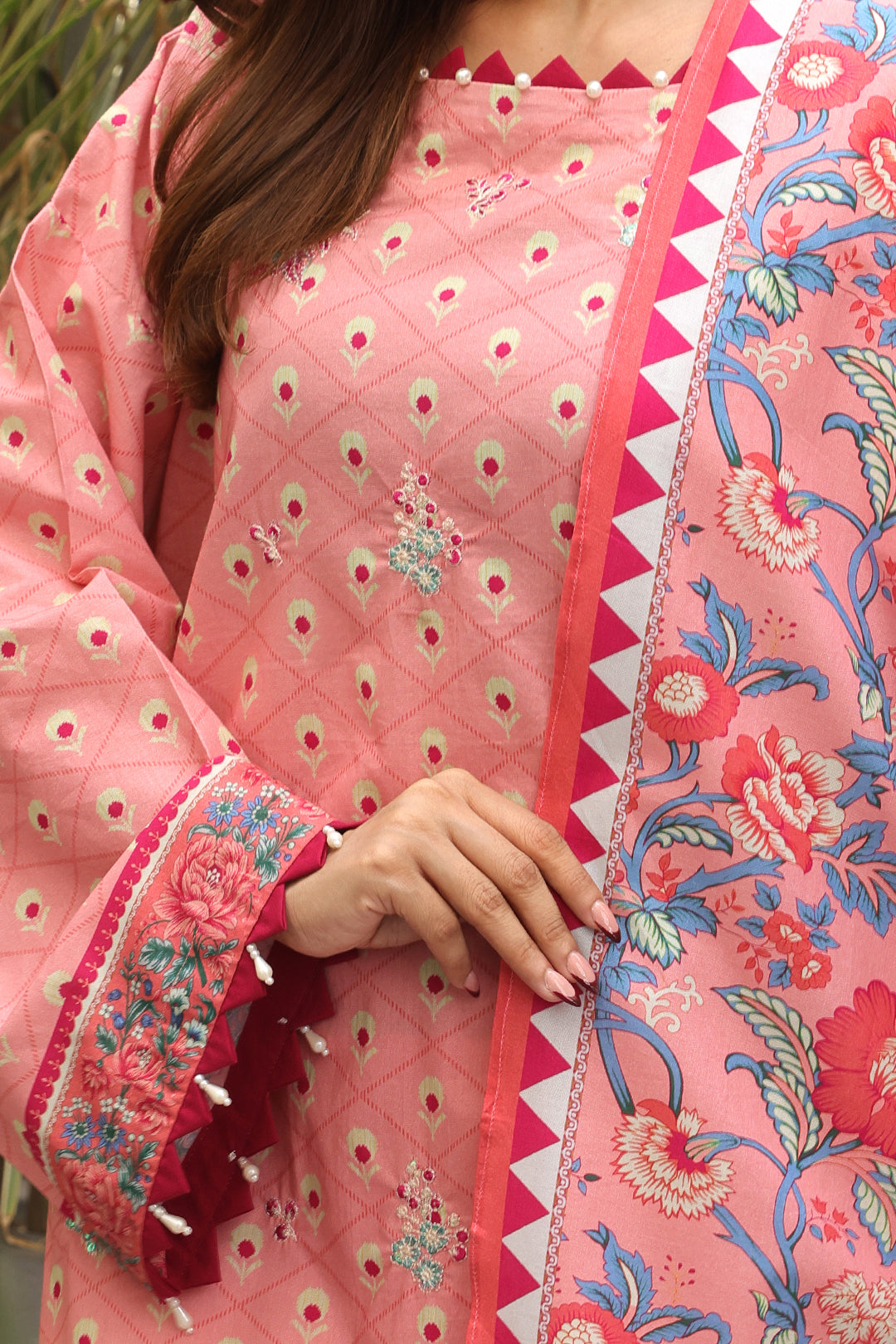 Zellbury | Unstitched 2 Piece Cambric | Embroidered Shirt Dupatta - 0025 - by - Libasekhas UK - Registered Vendor of : Zellbury Women - 100% Original Designer Dresss