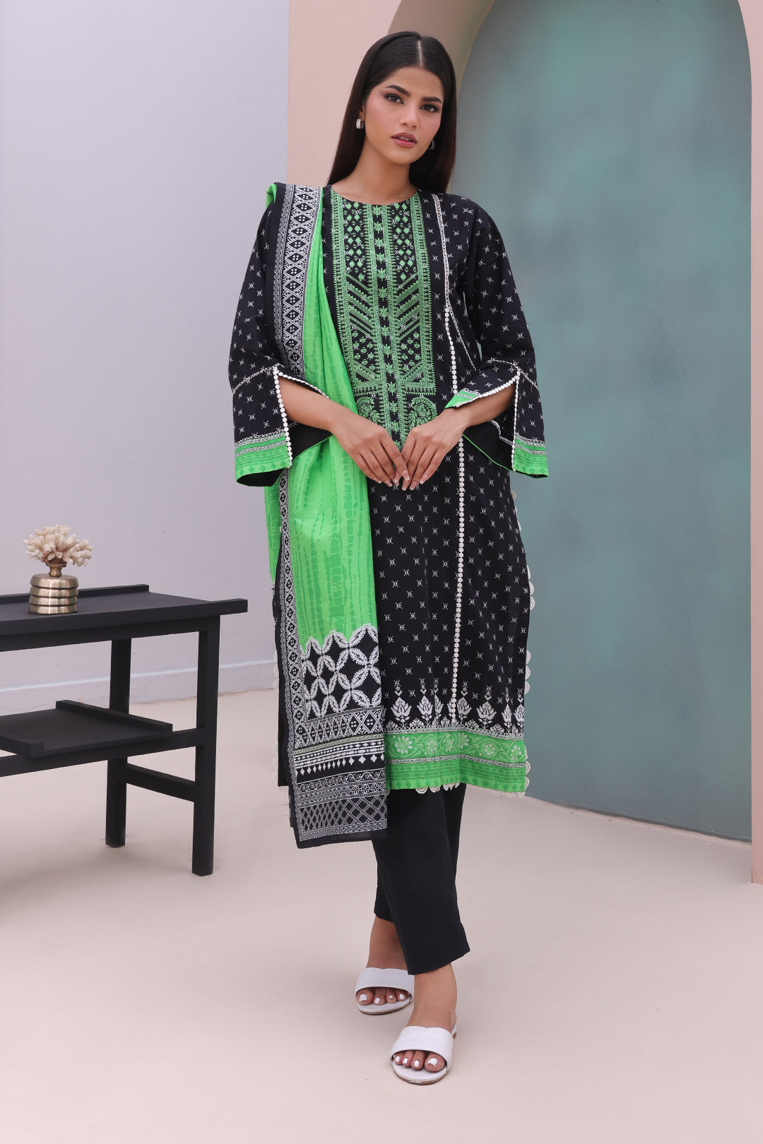 Zellbury | Unstitched 2 Piece Cambric | Embroidered Shirt Dupatta - 0027 - by - Libasekhas UK - Registered Vendor of : Zellbury Women - 100% Original Designer Dresss