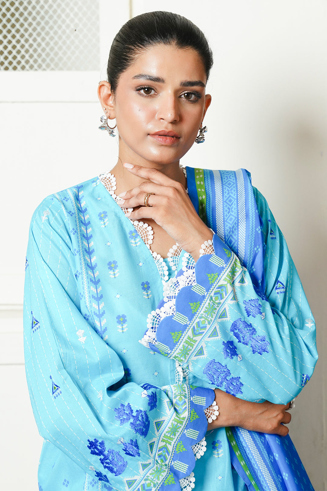 Zellbury | Unstitched 2 Piece Cambric | Embroidered Shirt Dupatta - 0028 - by - Libasekhas UK - Registered Vendor of : Zellbury Women - 100% Original Designer Dresss
