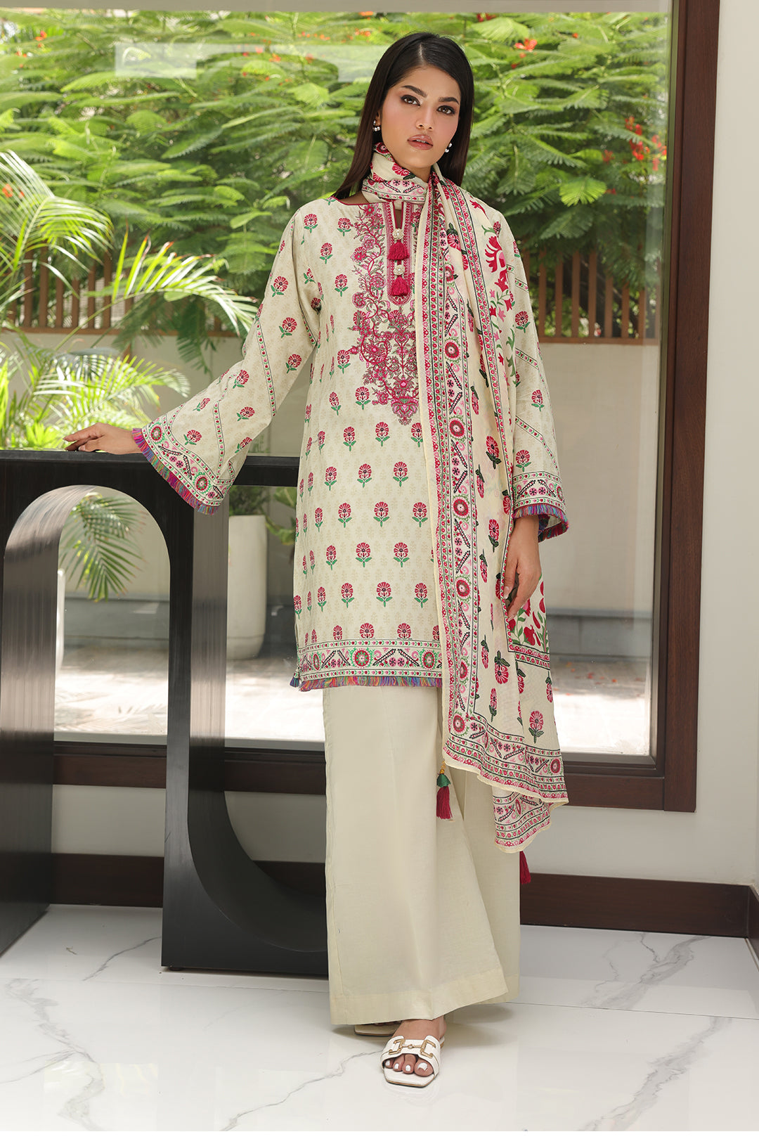 Zellbury | Unstitched 2 Piece Cambric | Embroidered Shirt Dupatta - 0105 - by - Libasekhas UK - Registered Vendor of : Zellbury Women - 100% Original Designer Dresss