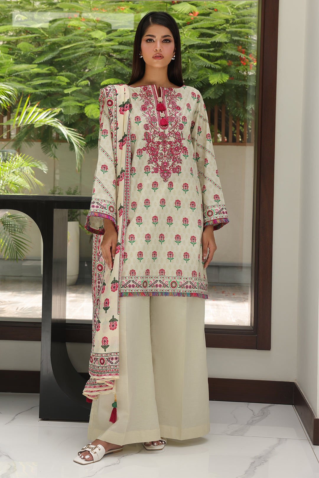 Zellbury | Unstitched 2 Piece Cambric | Embroidered Shirt Dupatta - 0105 - by - Libasekhas UK - Registered Vendor of : Zellbury Women - 100% Original Designer Dresss