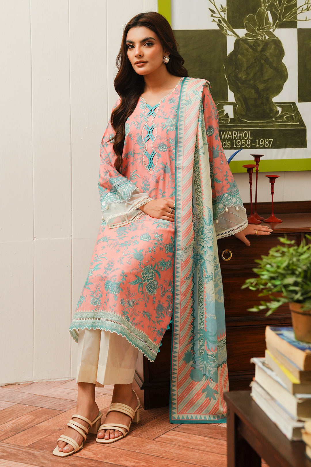 Zellbury | Unstitched 2 Piece Cambric | Embroidered Shirt Dupatta - 0106 - by - Libasekhas UK - Registered Vendor of : Zellbury Women - 100% Original Designer Dresss