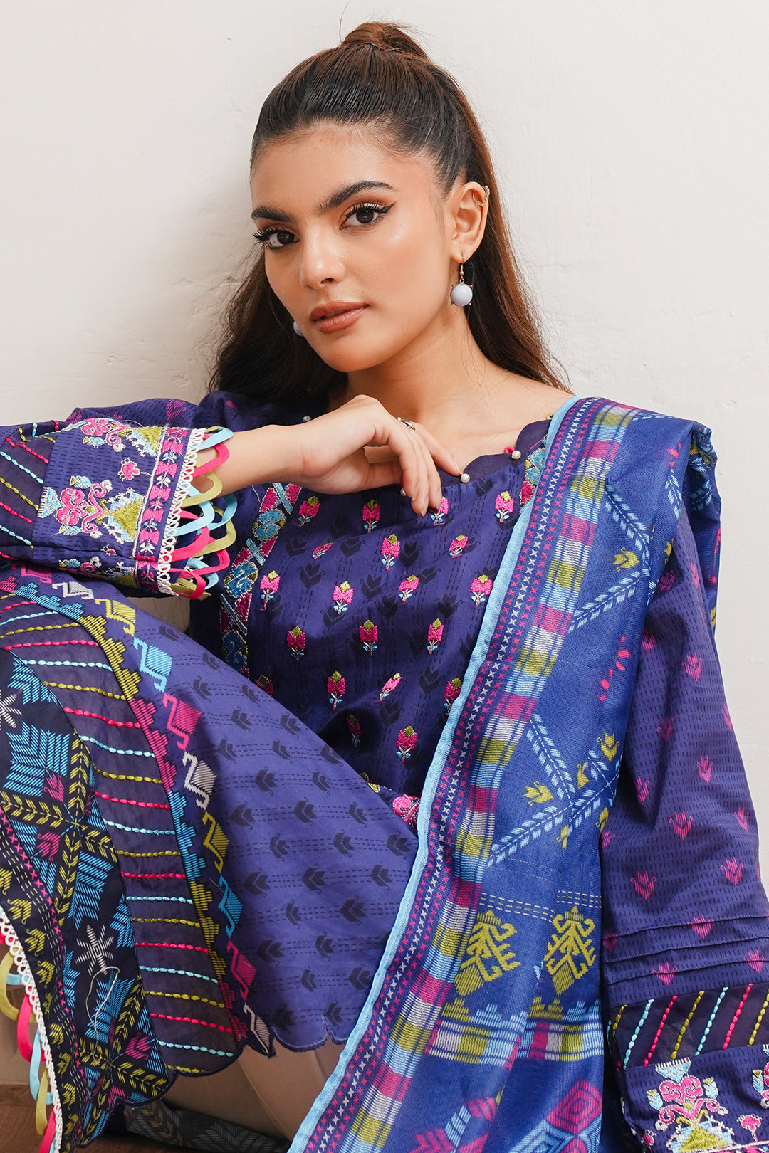Zellbury | Unstitched 2 Piece Cambric | Embroidered Shirt Dupatta - 0108 - by - Libasekhas UK - Registered Vendor of : Zellbury Women - 100% Original Designer Dresss