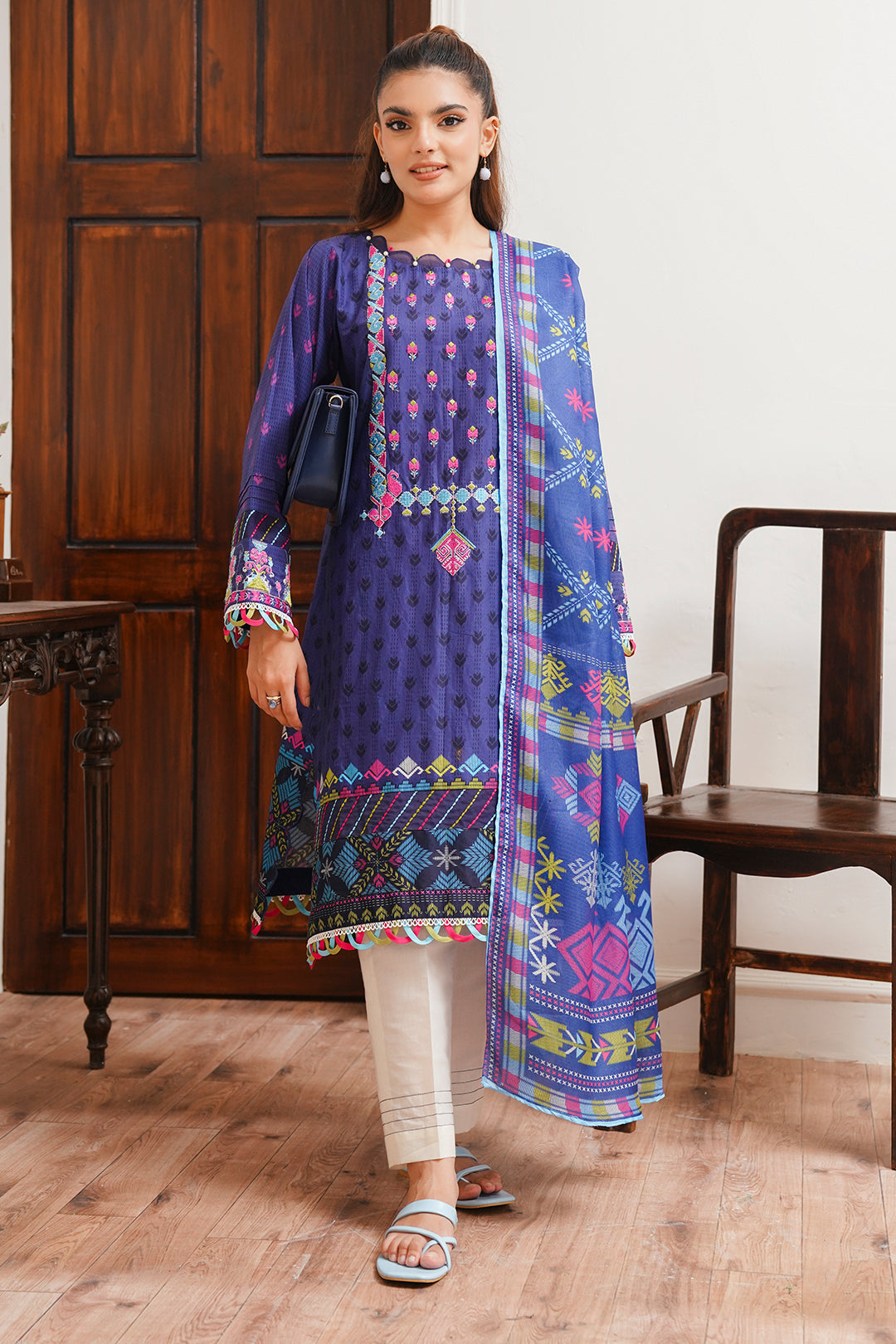 Zellbury | Unstitched 2 Piece Cambric | Embroidered Shirt Dupatta - 0108 - by - Libasekhas UK - Registered Vendor of : Zellbury Women - 100% Original Designer Dresss