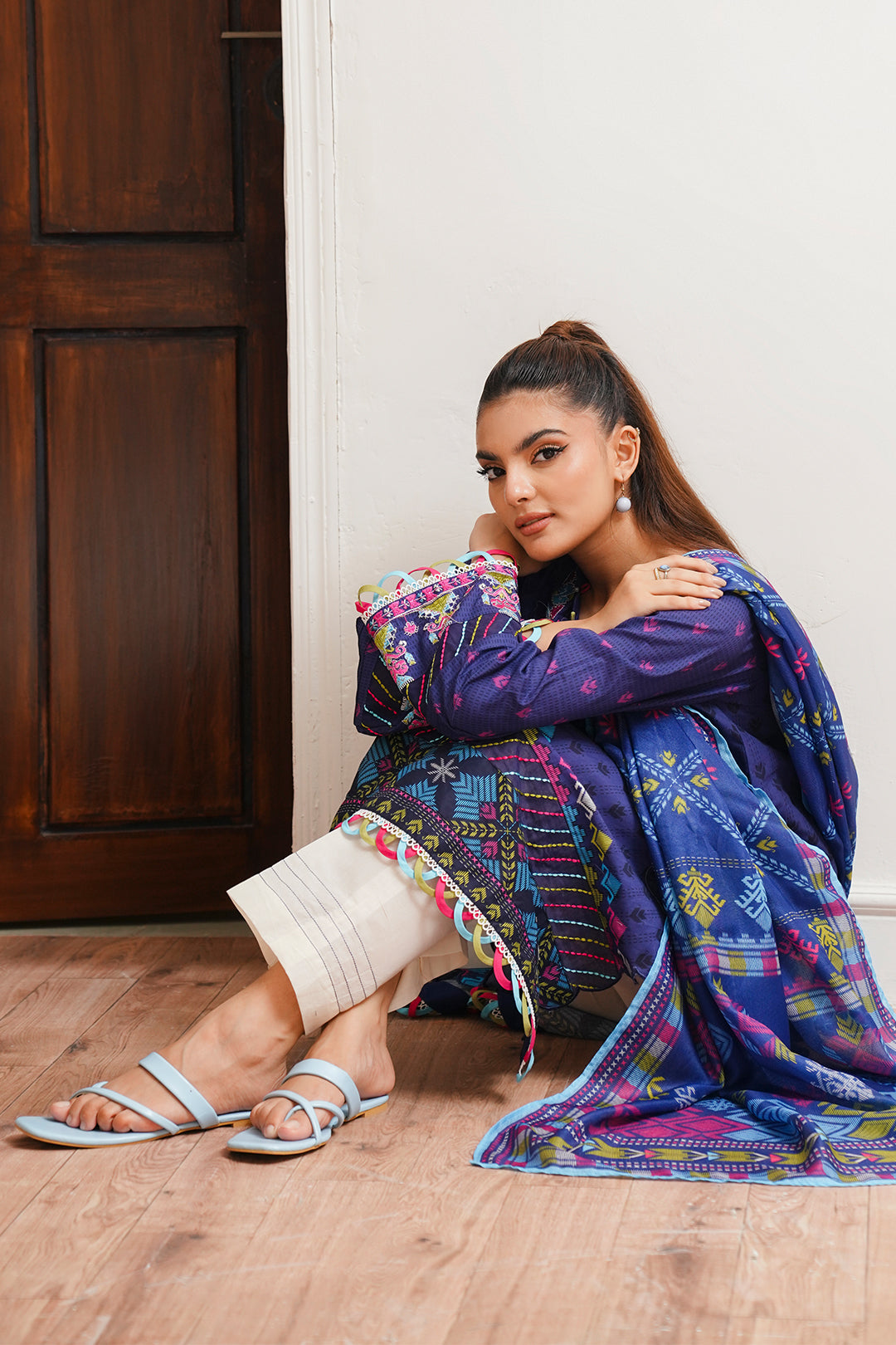Zellbury | Unstitched 2 Piece Cambric | Embroidered Shirt Dupatta - 0108 - by - Libasekhas UK - Registered Vendor of : Zellbury Women - 100% Original Designer Dresss