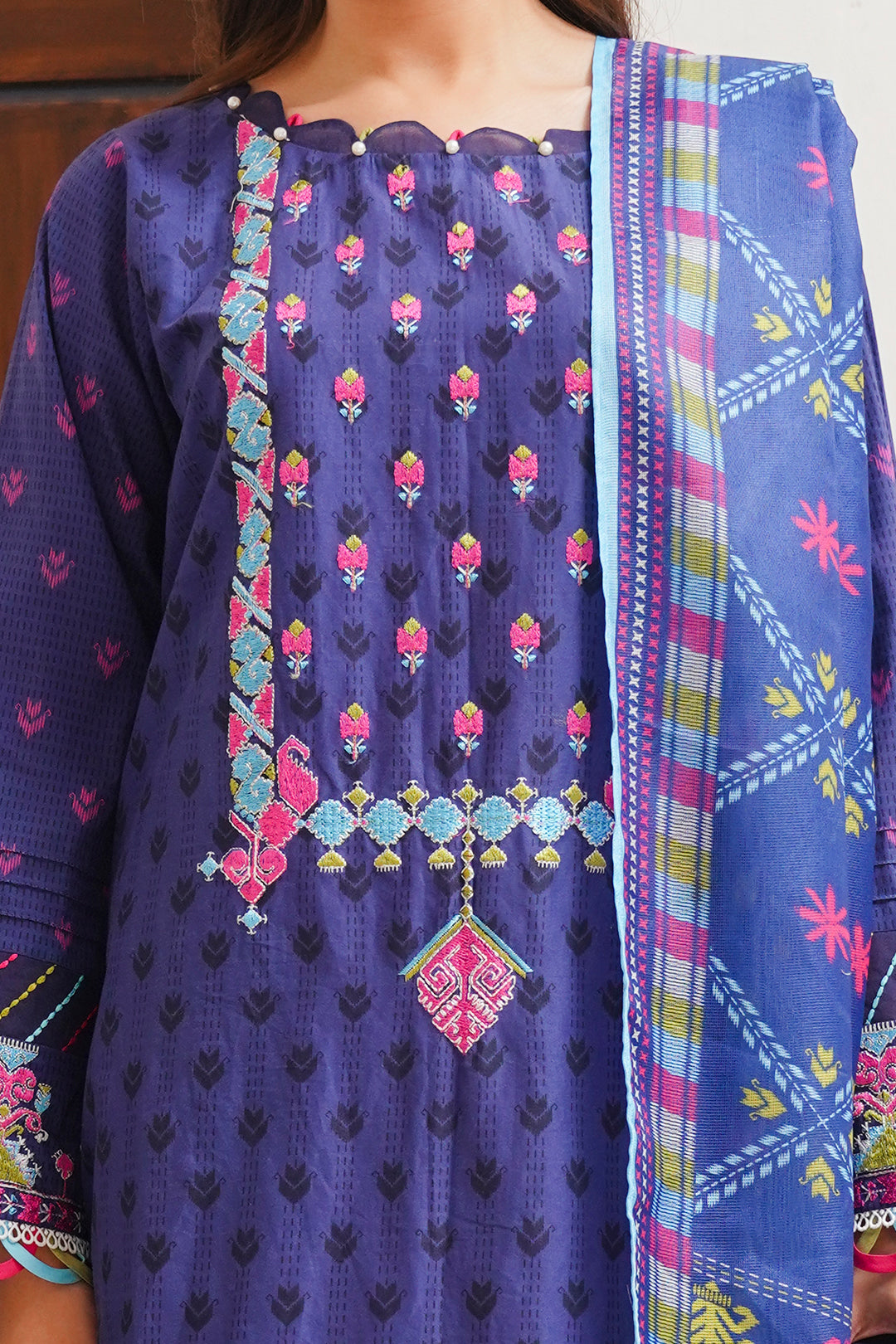 Zellbury | Unstitched 2 Piece Cambric | Embroidered Shirt Dupatta - 0108 - by - Libasekhas UK - Registered Vendor of : Zellbury Women - 100% Original Designer Dresss