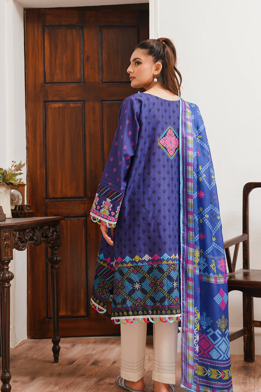 Zellbury | Unstitched 2 Piece Cambric | Embroidered Shirt Dupatta - 0108 - by - Libasekhas UK - Registered Vendor of : Zellbury Women - 100% Original Designer Dresss