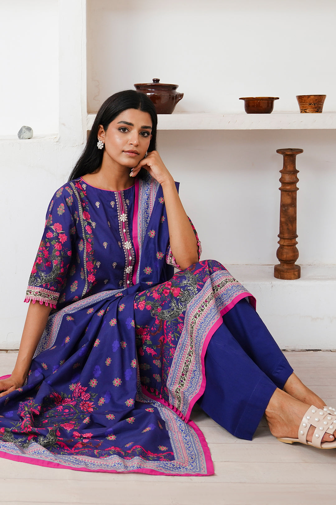 Zellbury | Unstitched 2 Piece Cambric | Embroidered Shirt Dupatta - 0110 - by - Libasekhas UK - Registered Vendor of : Zellbury Women - 100% Original Designer Dresss