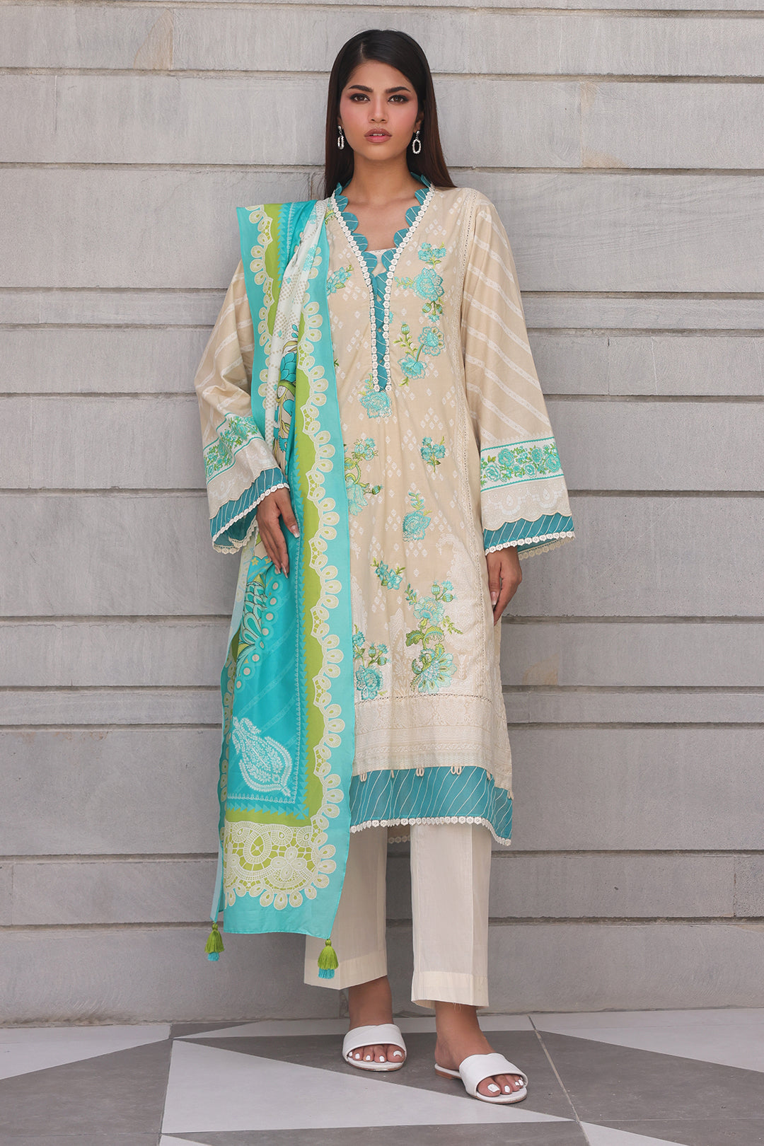 Zellbury | Unstitched 2 Piece Cambric | Embroidered Shirt Dupatta - 0112 - by - Libasekhas UK - Registered Vendor of : Zellbury Women - 100% Original Designer Dresss
