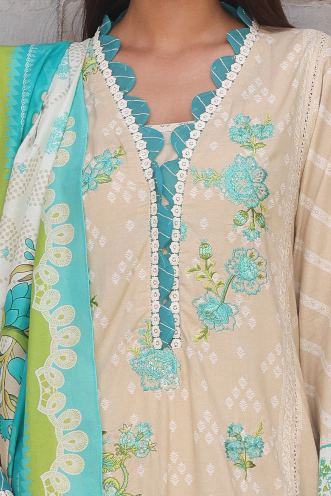 Zellbury | Unstitched 2 Piece Cambric | Embroidered Shirt Dupatta - 0112 - by - Libasekhas UK - Registered Vendor of : Zellbury Women - 100% Original Designer Dresss