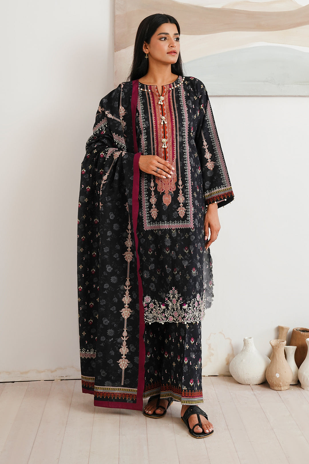 Zellbury | Unstitched 3 Piece Cambric | Embroidered Shirt Shalwar Dupatta - 0063 - by - Libasekhas UK - Registered Vendor of : Zellbury Women - 100% Original Designer Dresss