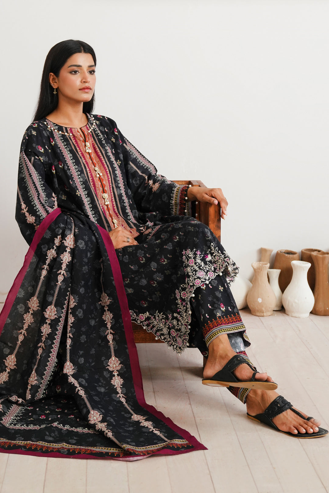 Zellbury | Unstitched 3 Piece Cambric | Embroidered Shirt Shalwar Dupatta - 0063 - by - Libasekhas UK - Registered Vendor of : Zellbury Women - 100% Original Designer Dresss