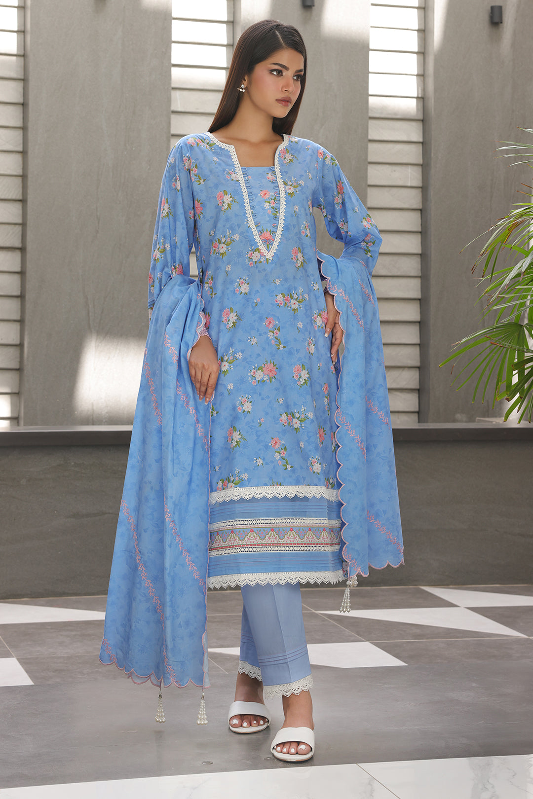 Zellbury | Unstitched 3 Piece Cambric | Embroidered Shirt Shalwar Dupatta - 0068 - by - Libasekhas UK - Registered Vendor of : Zellbury Women - 100% Original Designer Dresss