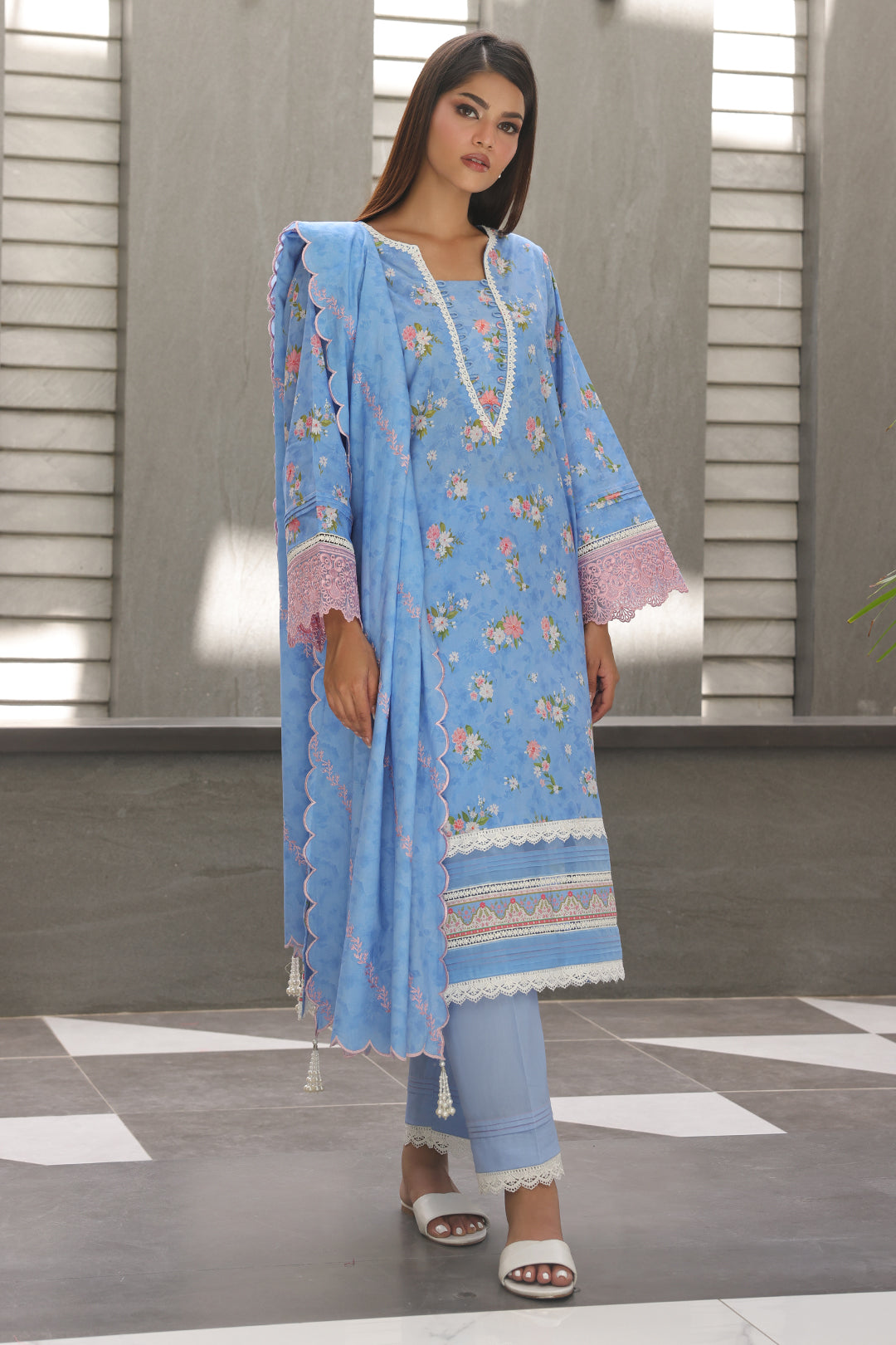 Zellbury | Unstitched 3 Piece Cambric | Embroidered Shirt Shalwar Dupatta - 0068 - by - Libasekhas UK - Registered Vendor of : Zellbury Women - 100% Original Designer Dresss