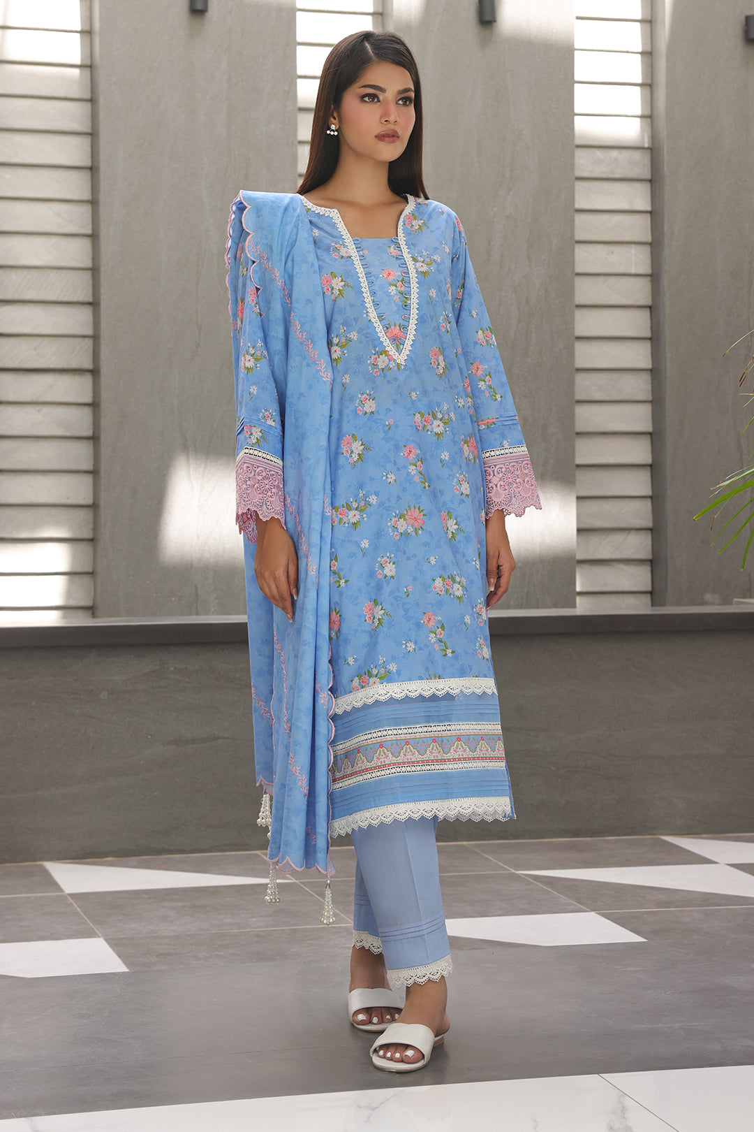 Zellbury | Unstitched 3 Piece Cambric | Embroidered Shirt Shalwar Dupatta - 0068 - by - Libasekhas UK - Registered Vendor of : Zellbury Women - 100% Original Designer Dresss