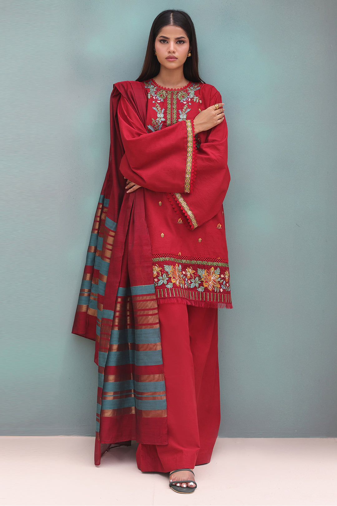 Zellbury | Unstitched 3 Piece Cambric | Embroidered Shirt Shalwar Dupatta - 0083 - by - Libasekhas UK - Registered Vendor of : Zellbury Women - 100% Original Designer Dresss