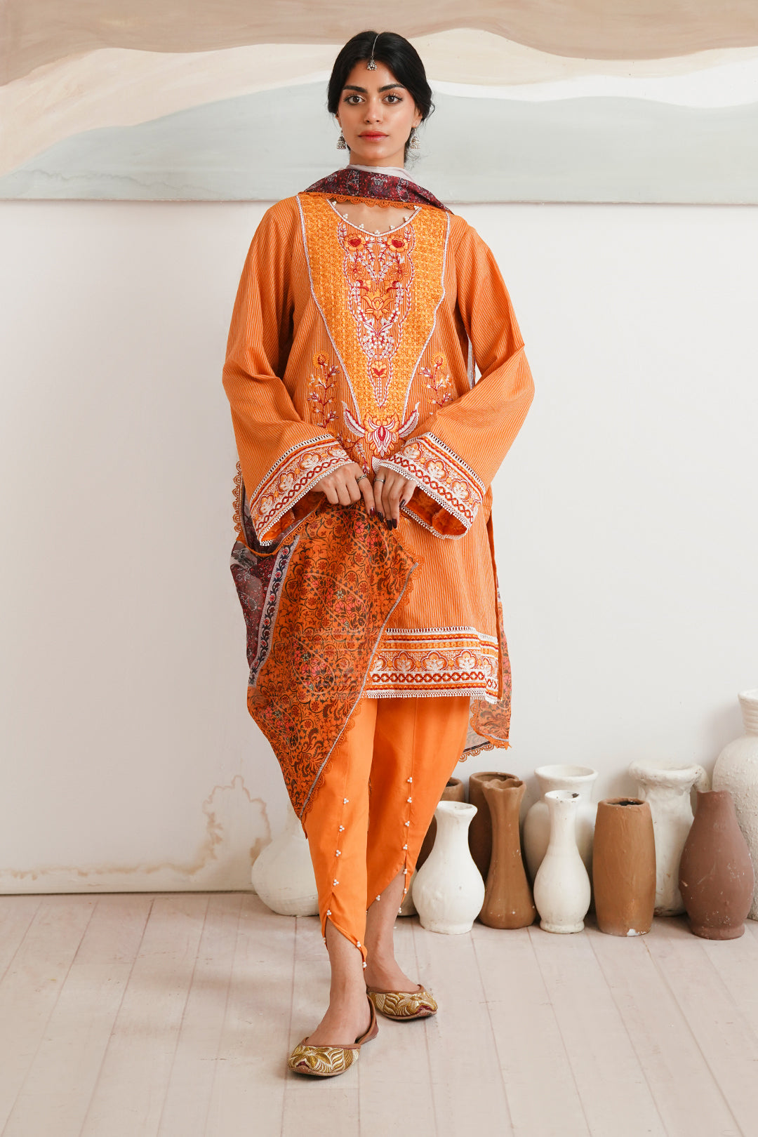 Zellbury | Unstitched 3 Piece Zari | Embroidered Shirt Shalwar Dupatta - 0085 - by - Libasekhas UK - Registered Vendor of : Zellbury Women - 100% Original Designer Dresss