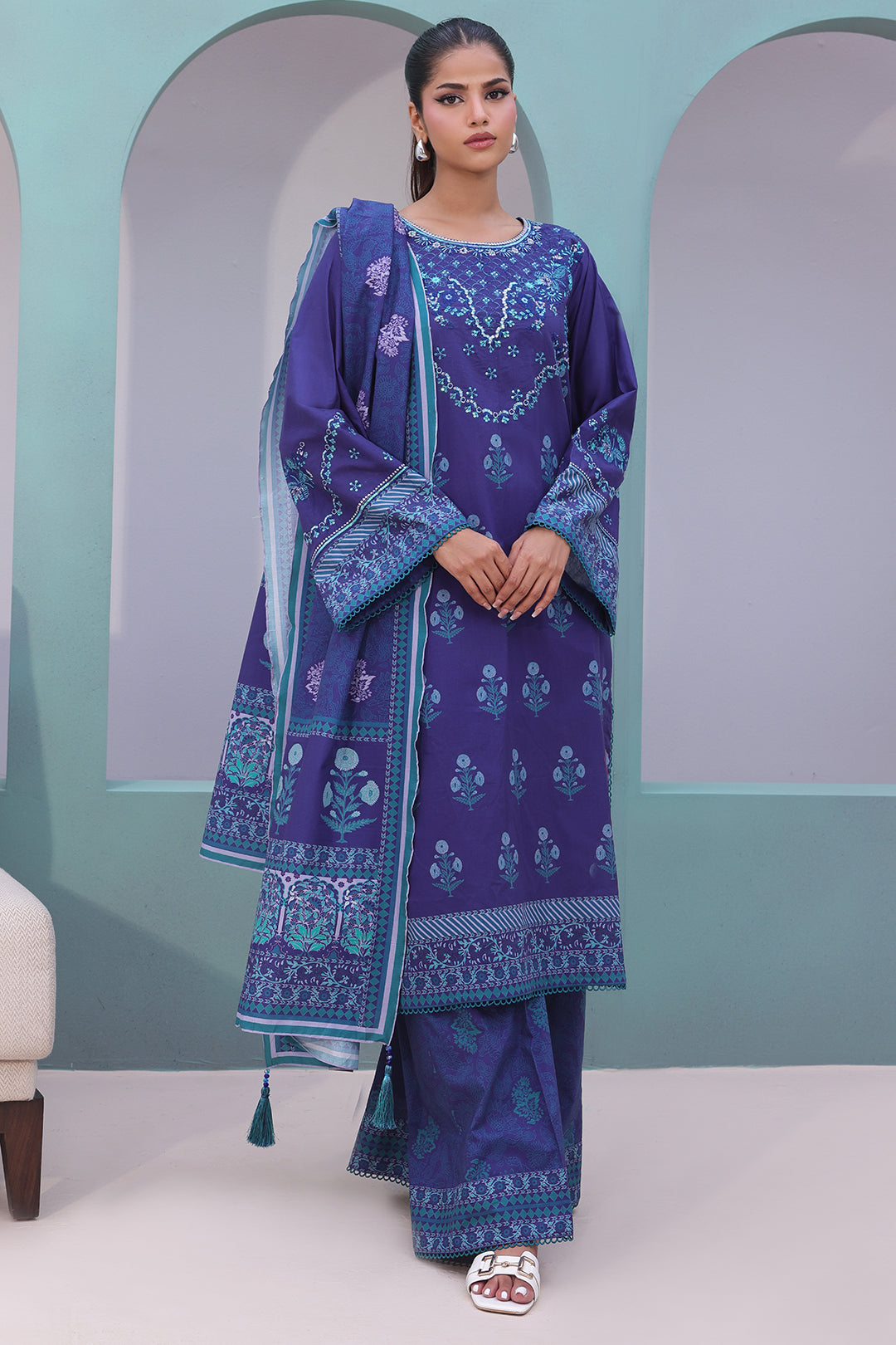 Zellbury | Unstitched 3 Piece Cambric | Embroidered Shirt Shalwar Dupatta - 0141 - by - Libasekhas UK - Registered Vendor of : Zellbury Women - 100% Original Designer Dresss
