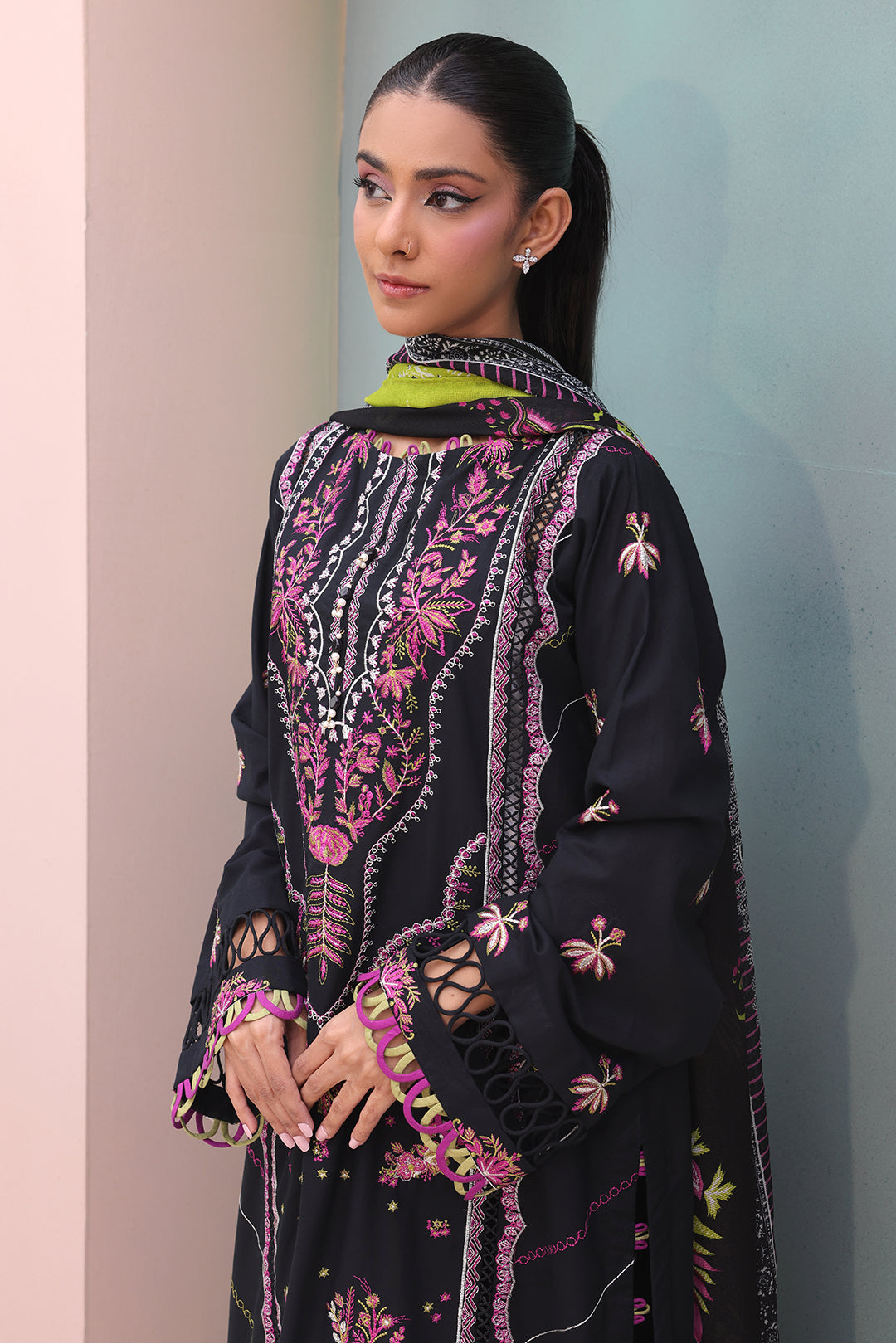 Zellbury | Unstitched 3 Piece Chambray | Embroidered Shirt Shalwar Dupatta - 0148 - by - Libasekhas UK - Registered Vendor of : Zellbury Women - 100% Original Designer Dresss