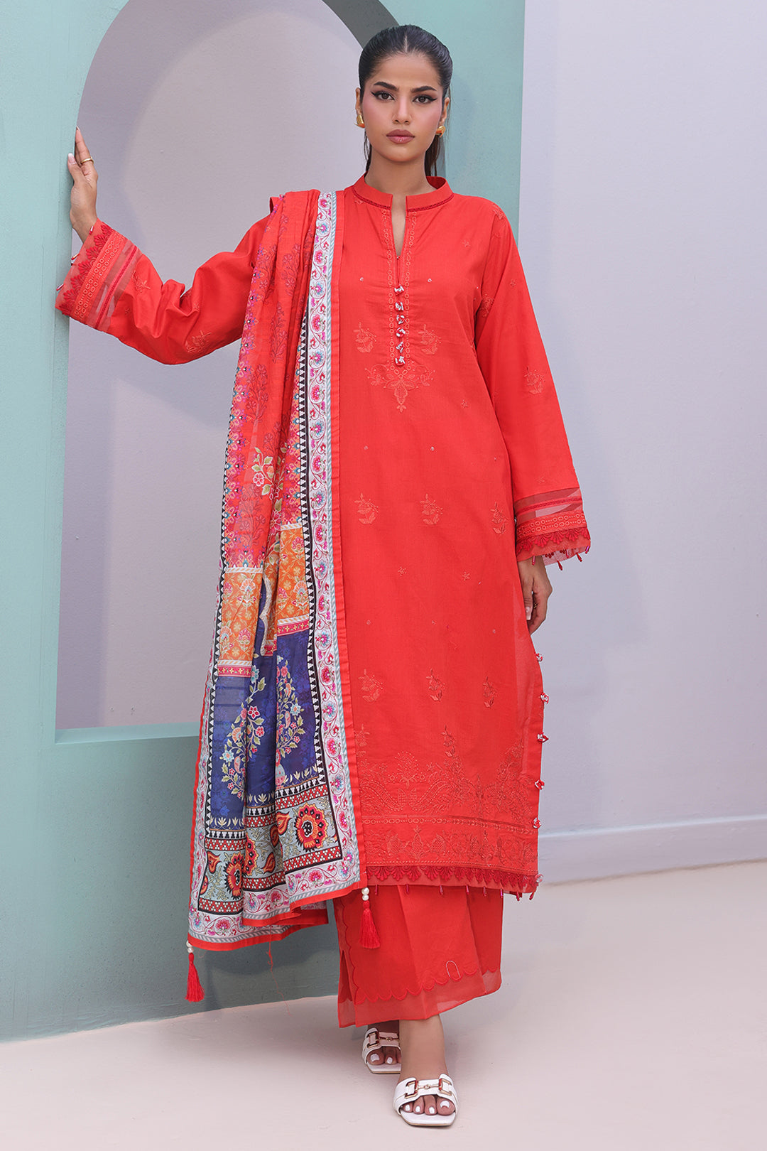 Zellbury | Unstitched 3 Piece Cambric | Embroidered Shirt Shalwar Dupatta - 0152 - by - Libasekhas UK - Registered Vendor of : Zellbury Women - 100% Original Designer Dresss