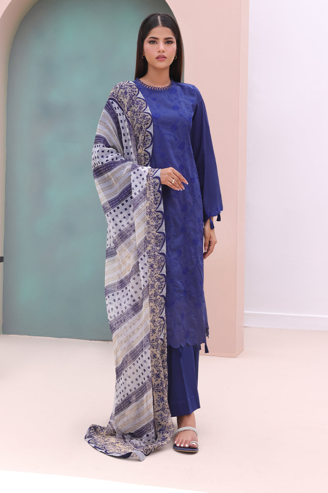 Zellbury | Unstitched 3 Piece Cambric | Embroidered Shirt Dupatta - 0604 - by - Libasekhas UK - Registered Vendor of : Zellbury Women - 100% Original Designer Dresss