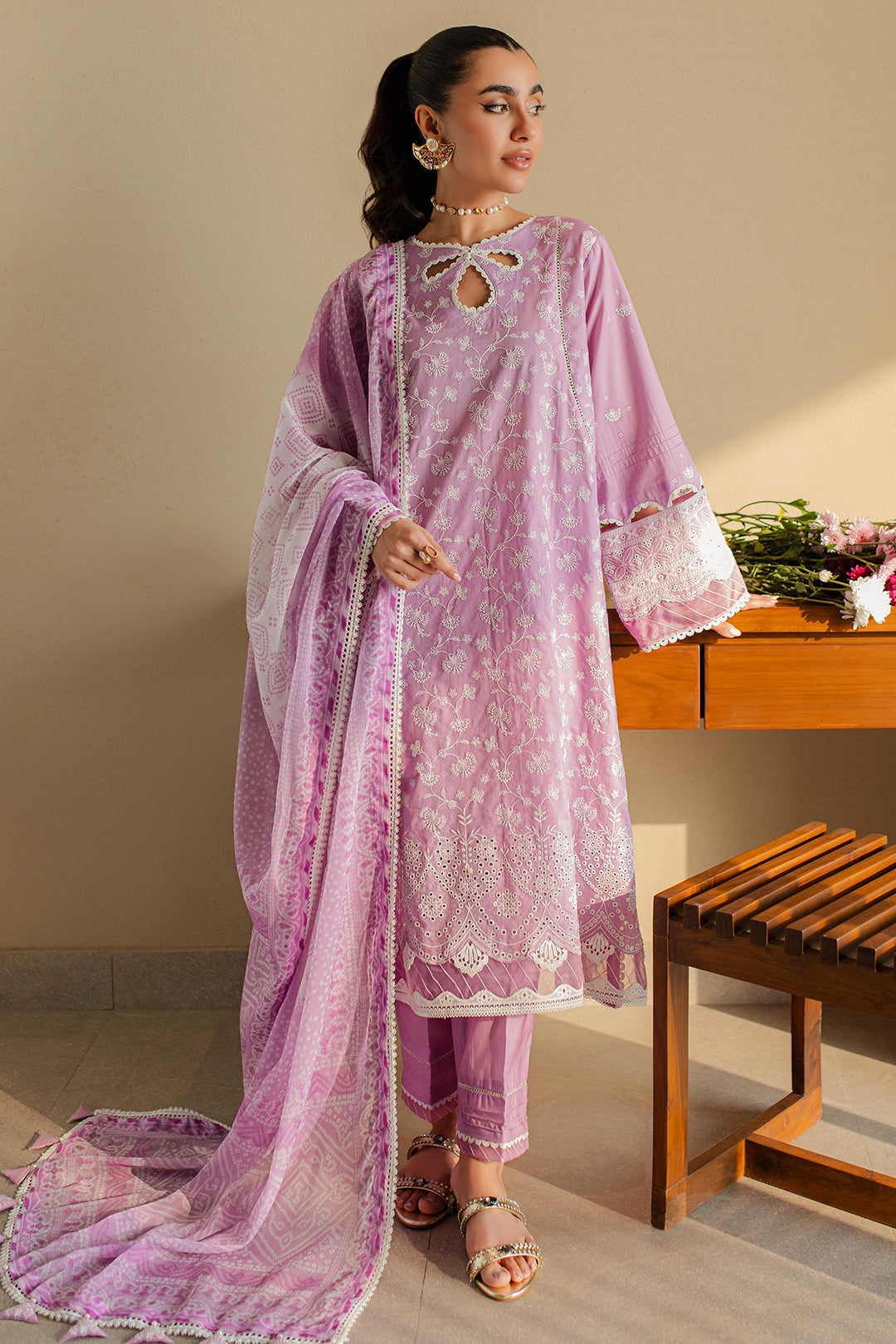 Zellbury | Unstitched 3 Piece Chikankari | Embroidered Shirt Shalwar Dupatta - 0703 - by - Libasekhas UK - Registered Vendor of : Zellbury Women - 100% Original Designer Dresss