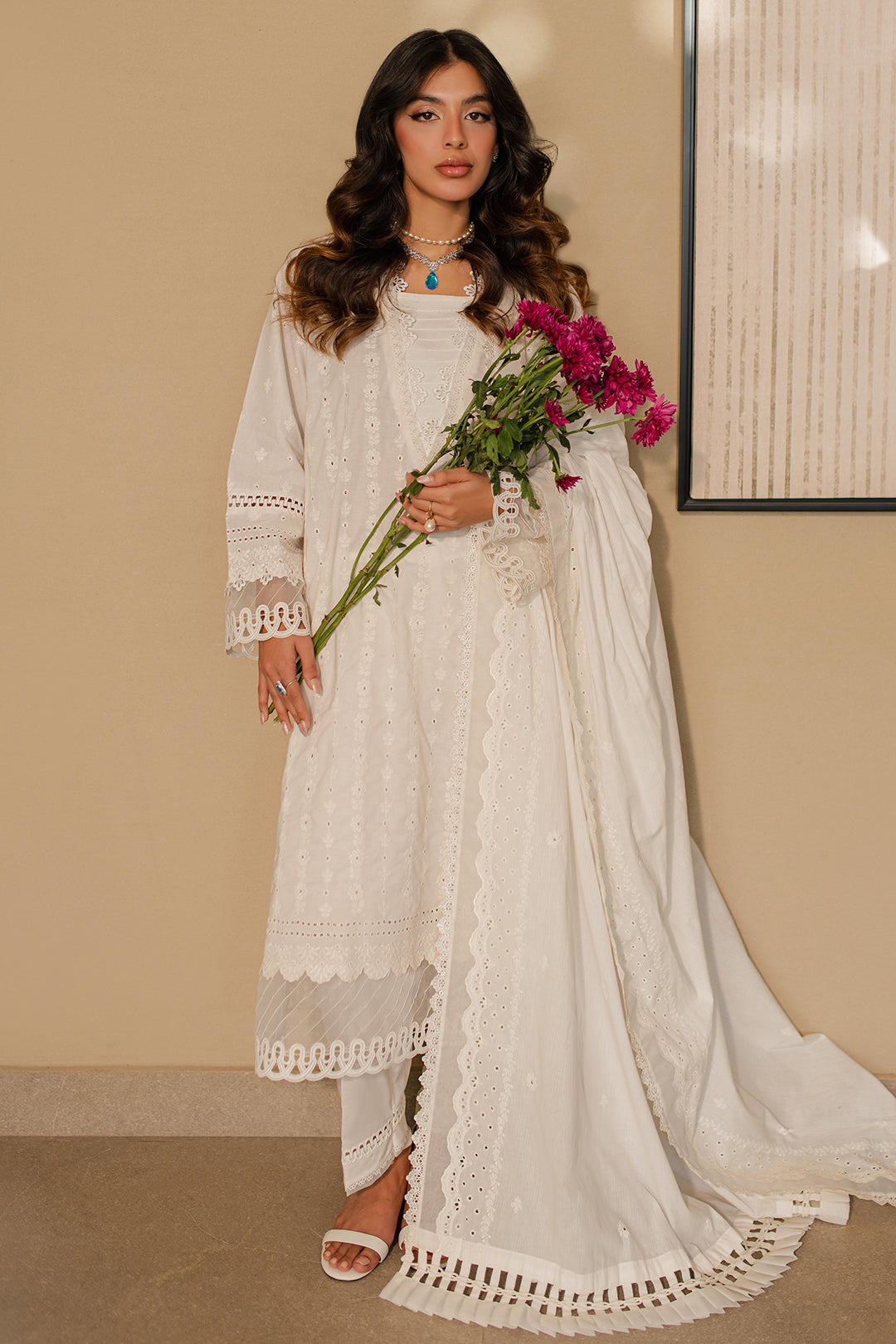Zellbury | Unstitched 3 Piece Chikankari | Embroidered Shirt Shalwar Dupatta - 0704 - by - Libasekhas UK - Registered Vendor of : Zellbury Women - 100% Original Designer Dresss