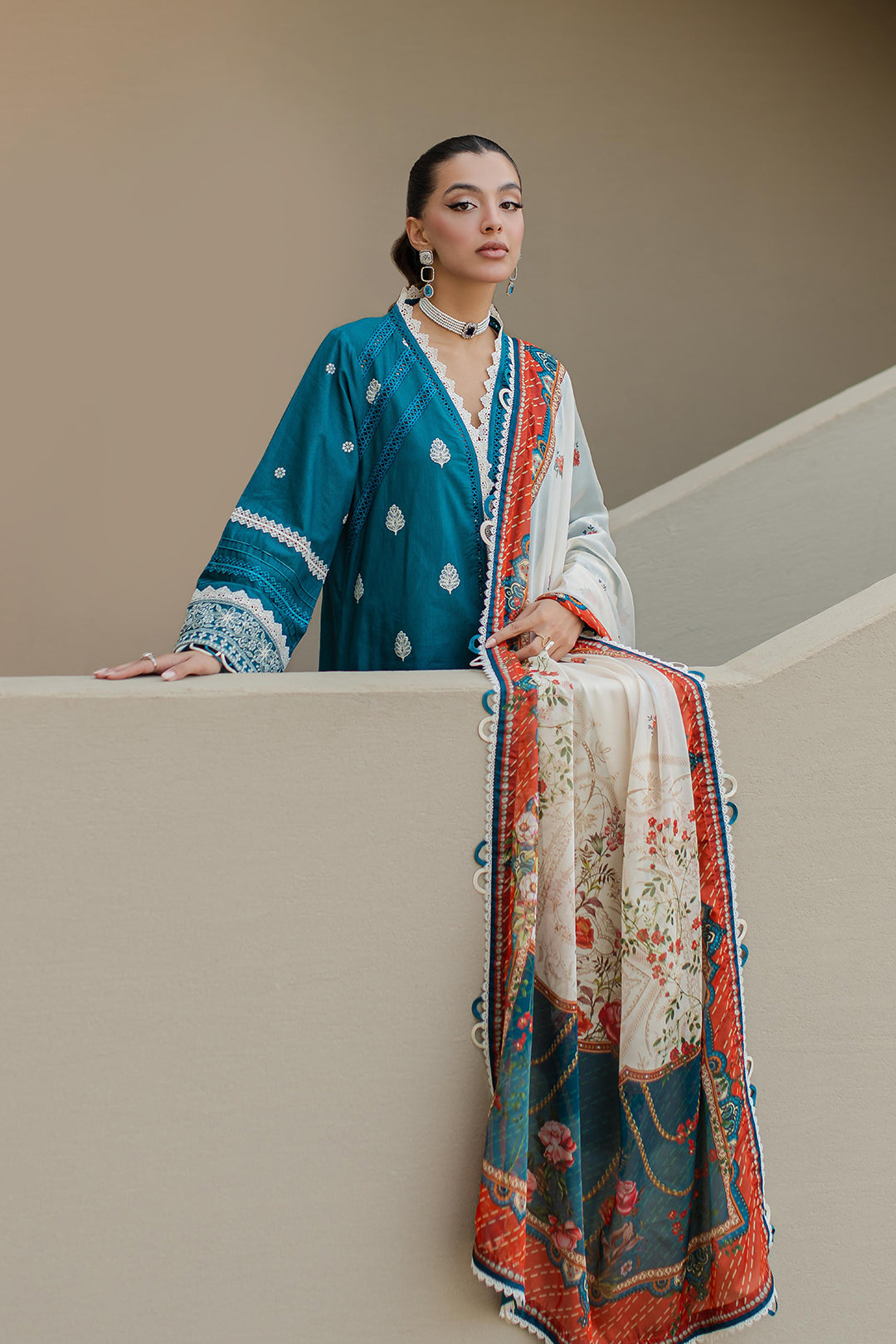 Zellbury | Unstitched 3 Piece Chikankari | Embroidered Shirt Shalwar Dupatta - 0705 - by - Libasekhas UK - Registered Vendor of : Zellbury Women - 100% Original Designer Dresss