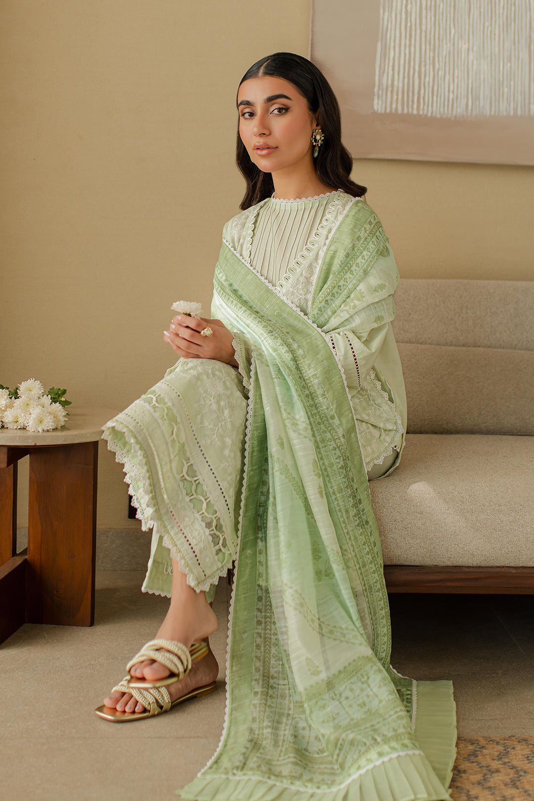 Zellbury | Unstitched 3 Piece Chikankari | Embroidered Shirt Shalwar Dupatta - 0706 - by - Libasekhas UK - Registered Vendor of : Zellbury Women - 100% Original Designer Dresss