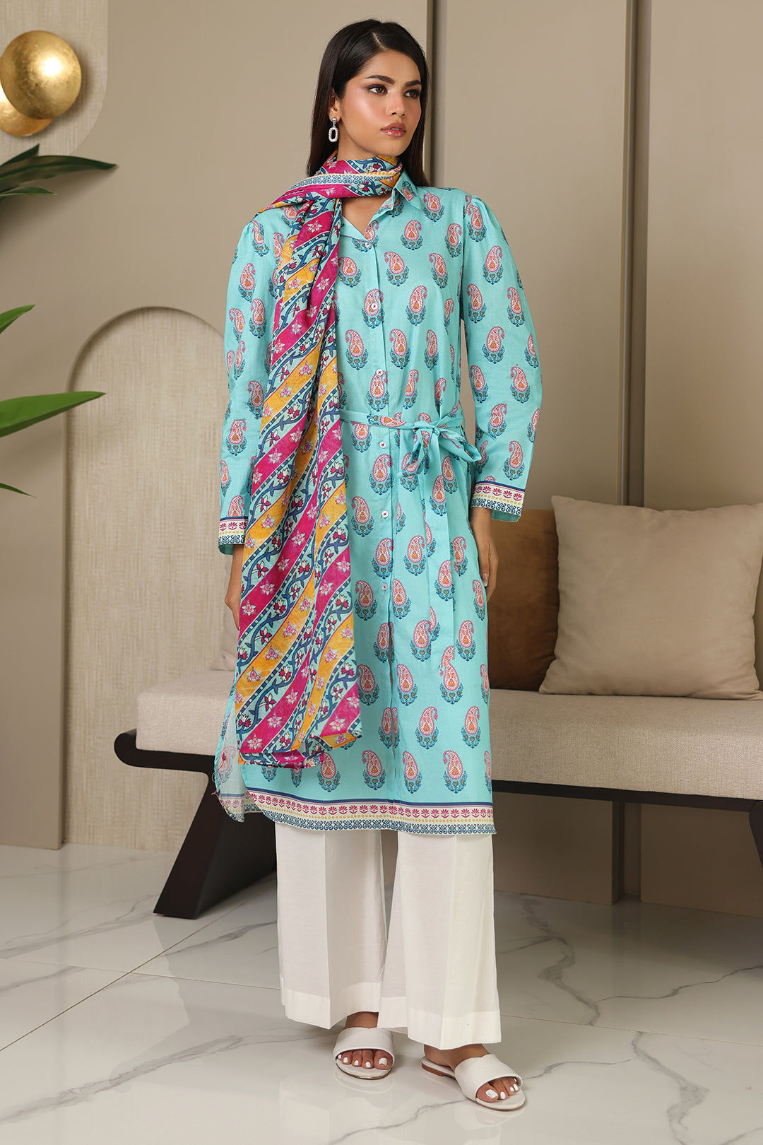Zellbury | Unstitched 2 Piece Cambric | Shirt Dupatta - 0001 - by - Libasekhas UK - Registered Vendor of : Zellbury Women - 100% Original Designer Dresss