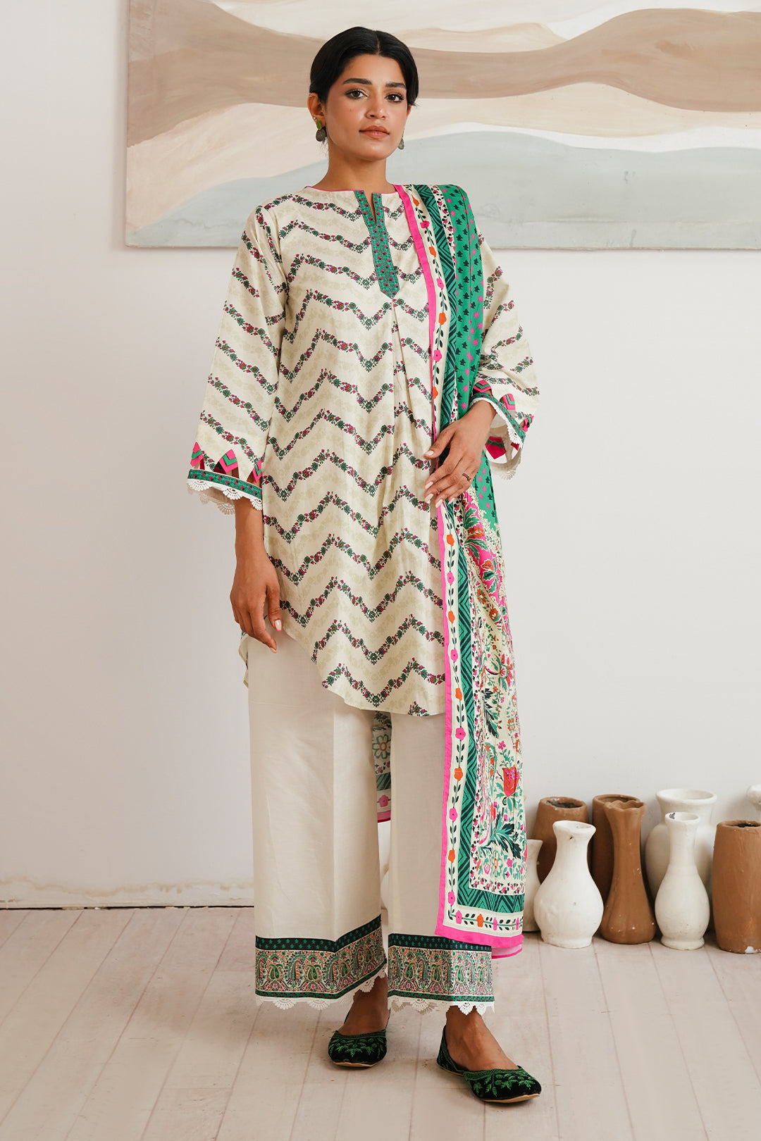 Zellbury | Unstitched 2 Piece Cambric | Shirt Dupatta - 0009 - by - Libasekhas UK - Registered Vendor of : Zellbury Women - 100% Original Designer Dresss