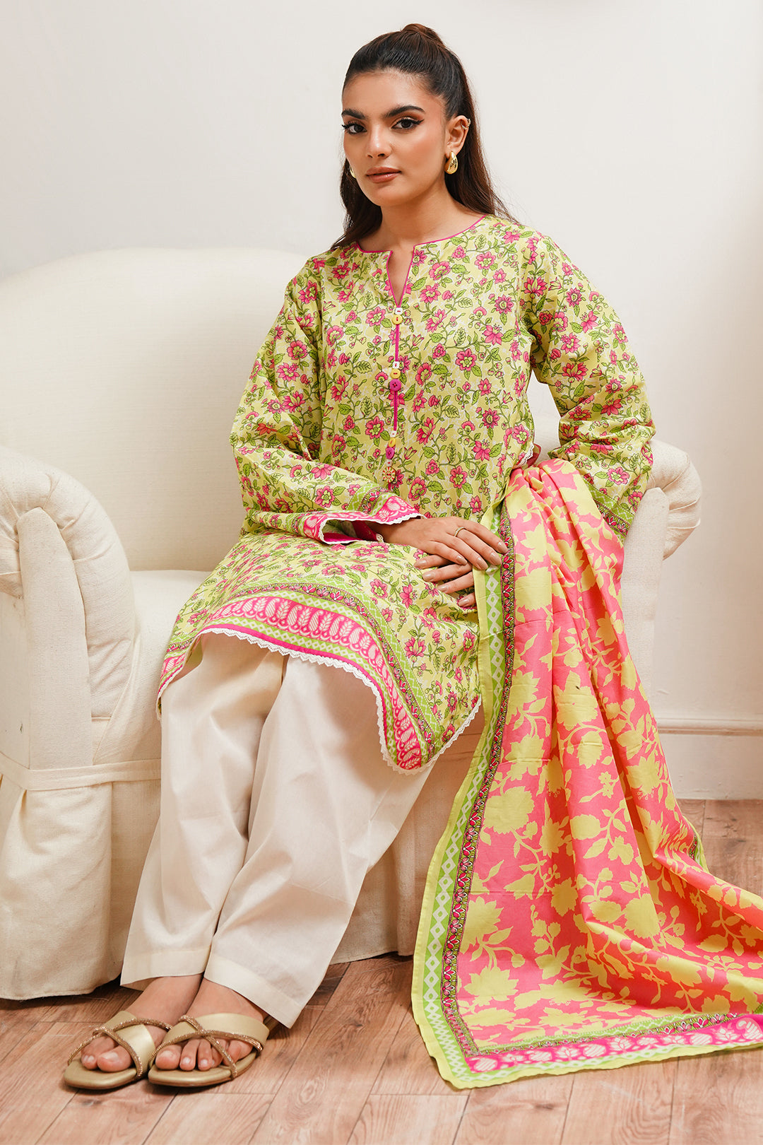 Zellbury | Unstitched 2 Piece Cambric | Shirt Dupatta - 0095 - by - Libasekhas UK - Registered Vendor of : Zellbury Women - 100% Original Designer Dresss