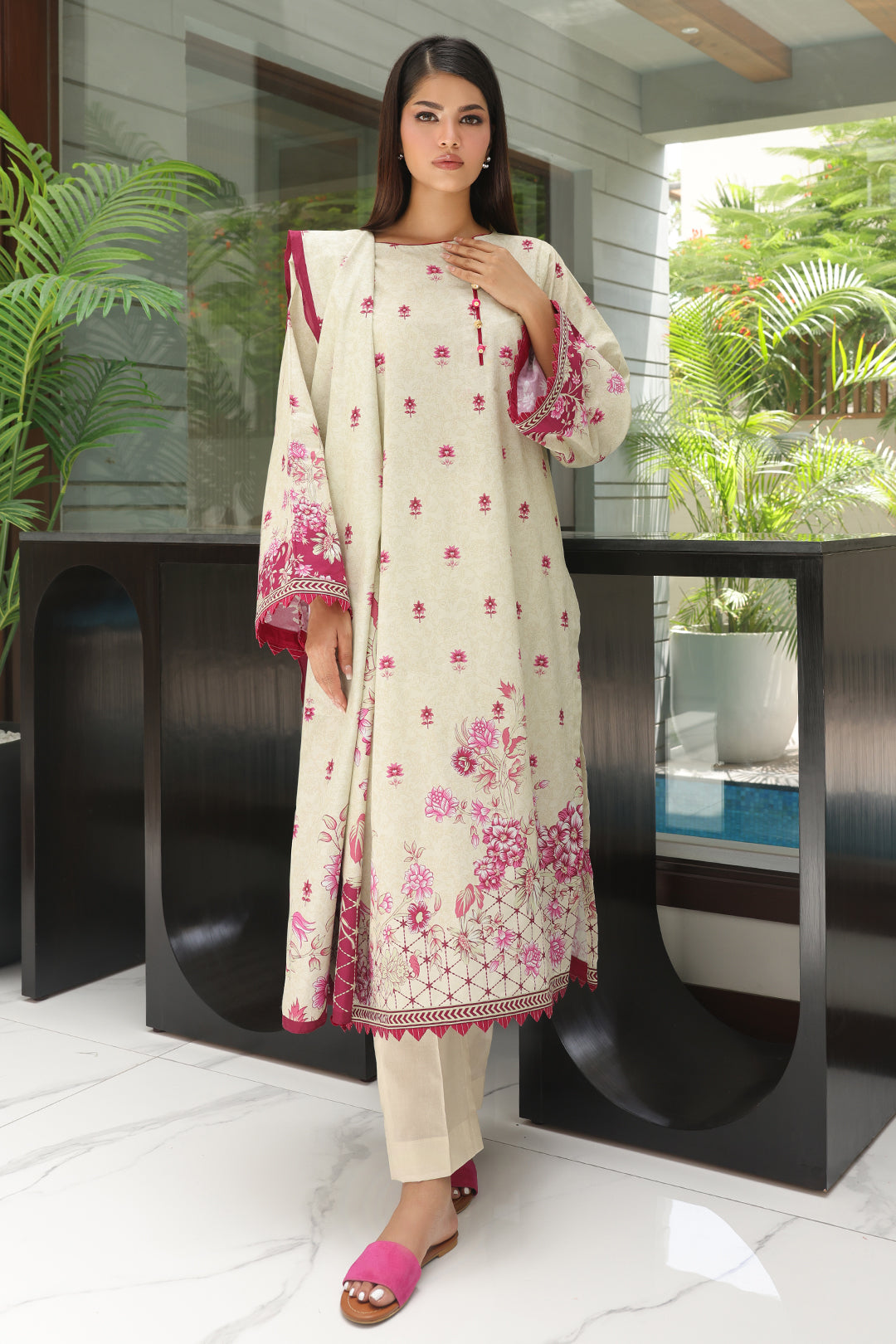Zellbury | Unstitched 3 Piece Cambric | Shirt Shalwar Dupatta - 0040 - by - Libasekhas UK - Registered Vendor of : Zellbury Women - 100% Original Designer Dresss