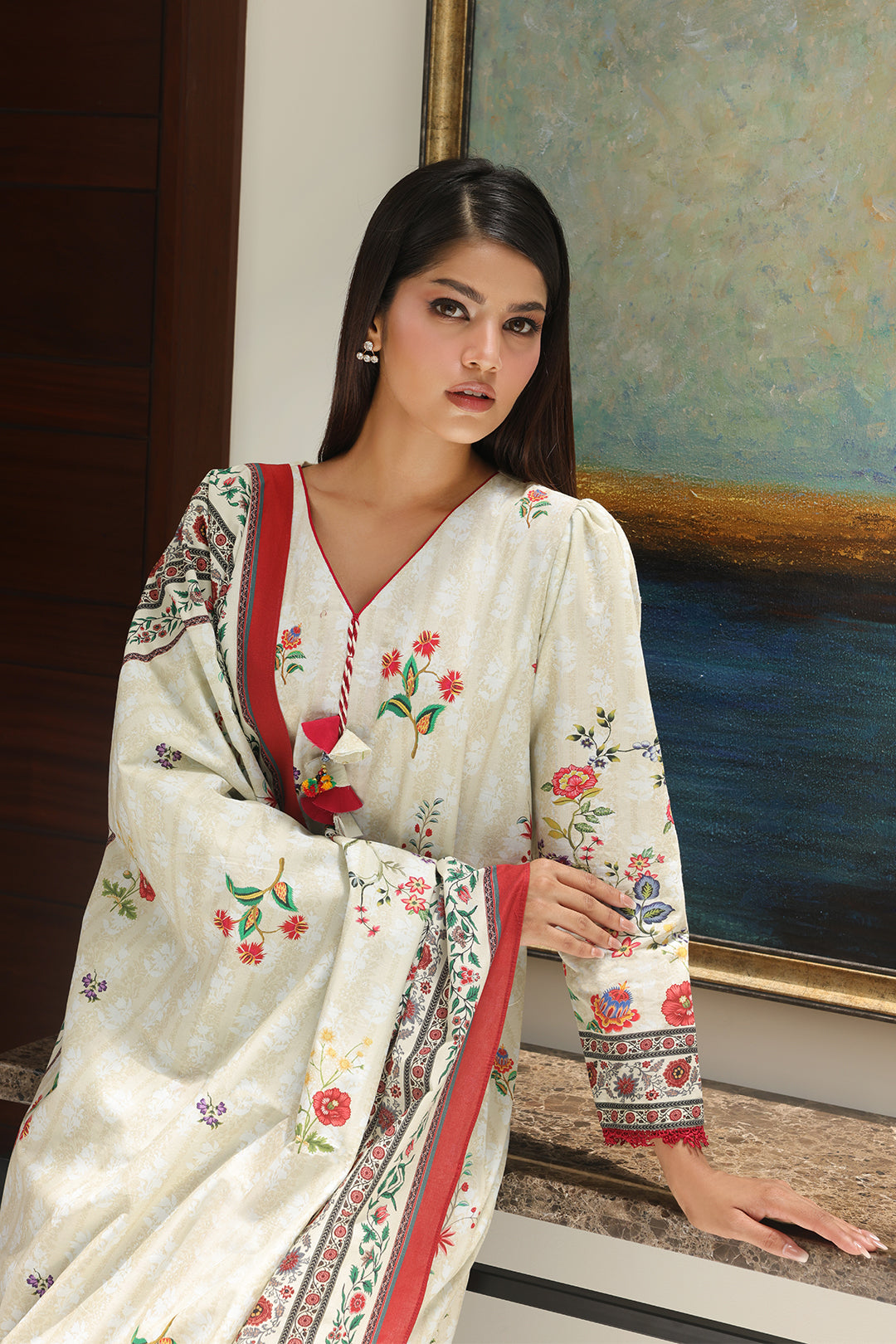 Zellbury | Unstitched 3 Piece Cambric | Shirt Shalwar Dupatta - 0044 - by - Libasekhas UK - Registered Vendor of : Zellbury Women - 100% Original Designer Dresss