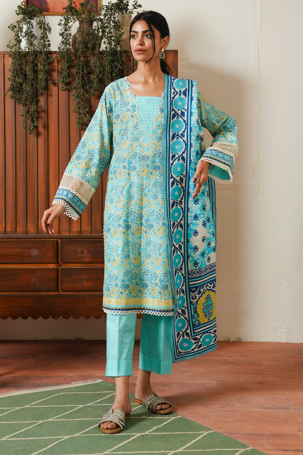 Zellbury | Unstitched 3 Piece Cambric | Shirt Shalwar Dupatta - 0046 - by - Libasekhas UK - Registered Vendor of : Zellbury Women - 100% Original Designer Dresss