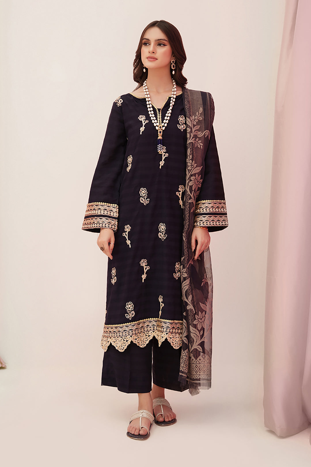 Zellbury | Unstitched 3 Piece Lawn | Embroidered Shirt Shalwar Dupatta - 0355 - by - Libasekhas UK - Registered Vendor of : Zellbury Women - 100% Original Designer Dresss