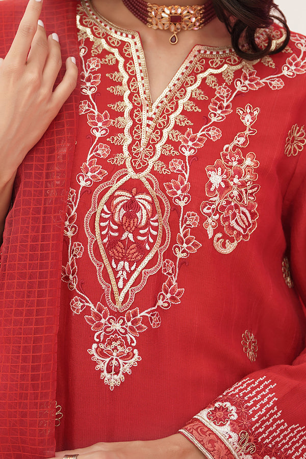 Zellbury | Unstitched 3 Piece Raw Silk | Embroidered Shirt Shalwar Dupatta - 0358 - by - Libasekhas UK - Registered Vendor of : Zellbury Women - 100% Original Designer Dresss
