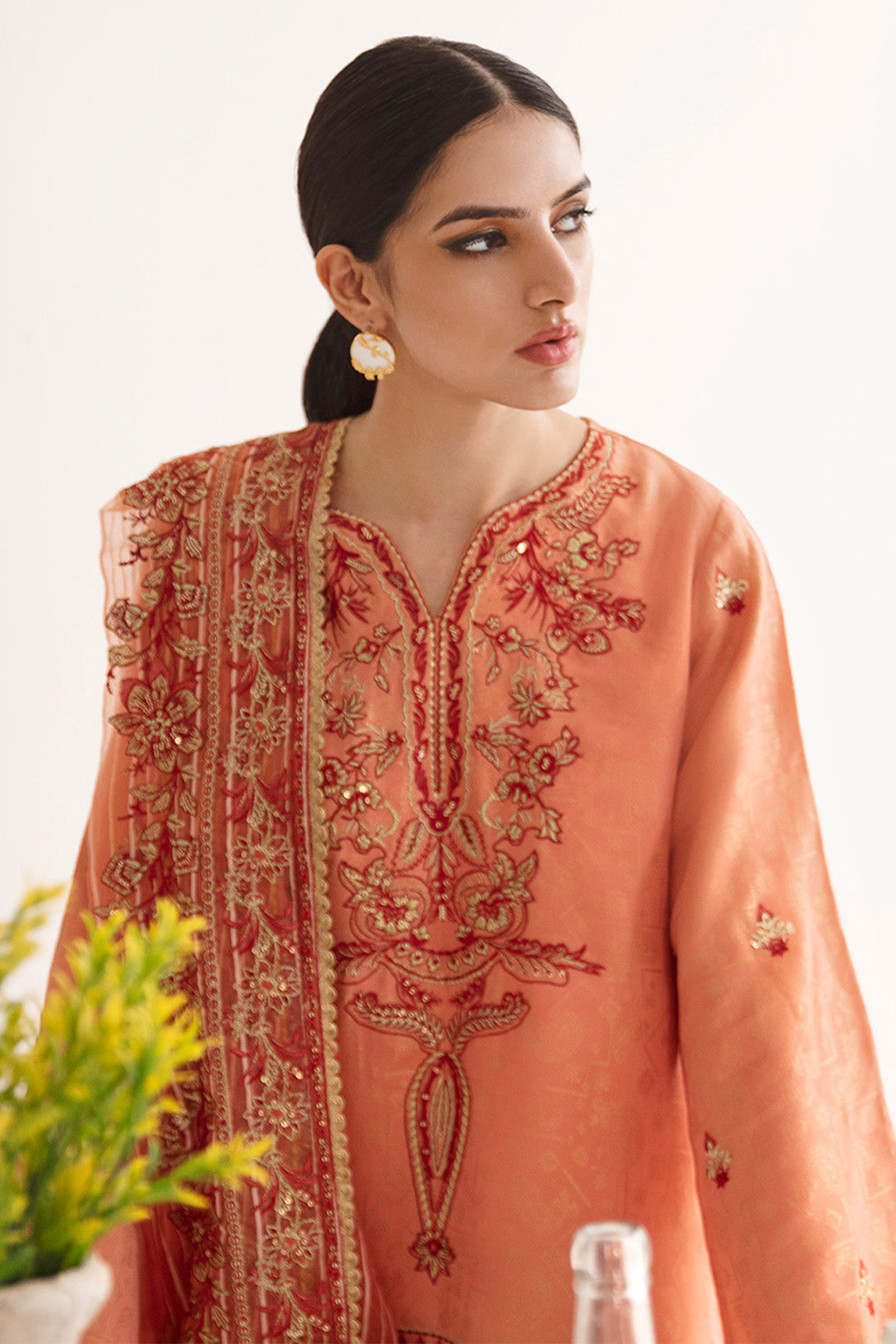 Zellbury | Unstitched 3 Piece Jacquard | Embroidered Shirt Shalwar Dupatta - 0296 - by - Libasekhas UK - Registered Vendor of : Zellbury Women - 100% Original Designer Dresss