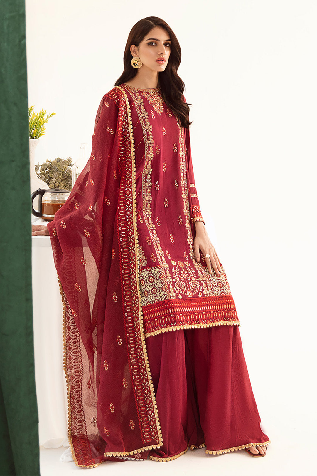 Zellbury | Unstitched 3 Piece Raw Silk | Embroidered Shirt Shalwar Dupatta - 0297 - by - Libasekhas UK - Registered Vendor of : Zellbury Women - 100% Original Designer Dresss