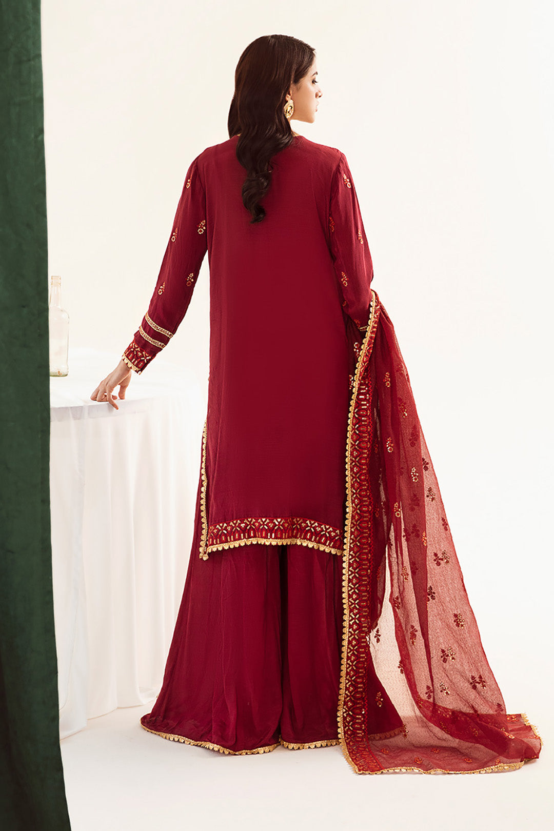 Zellbury | Unstitched 3 Piece Raw Silk | Embroidered Shirt Shalwar Dupatta - 0297 - by - Libasekhas UK - Registered Vendor of : Zellbury Women - 100% Original Designer Dresss