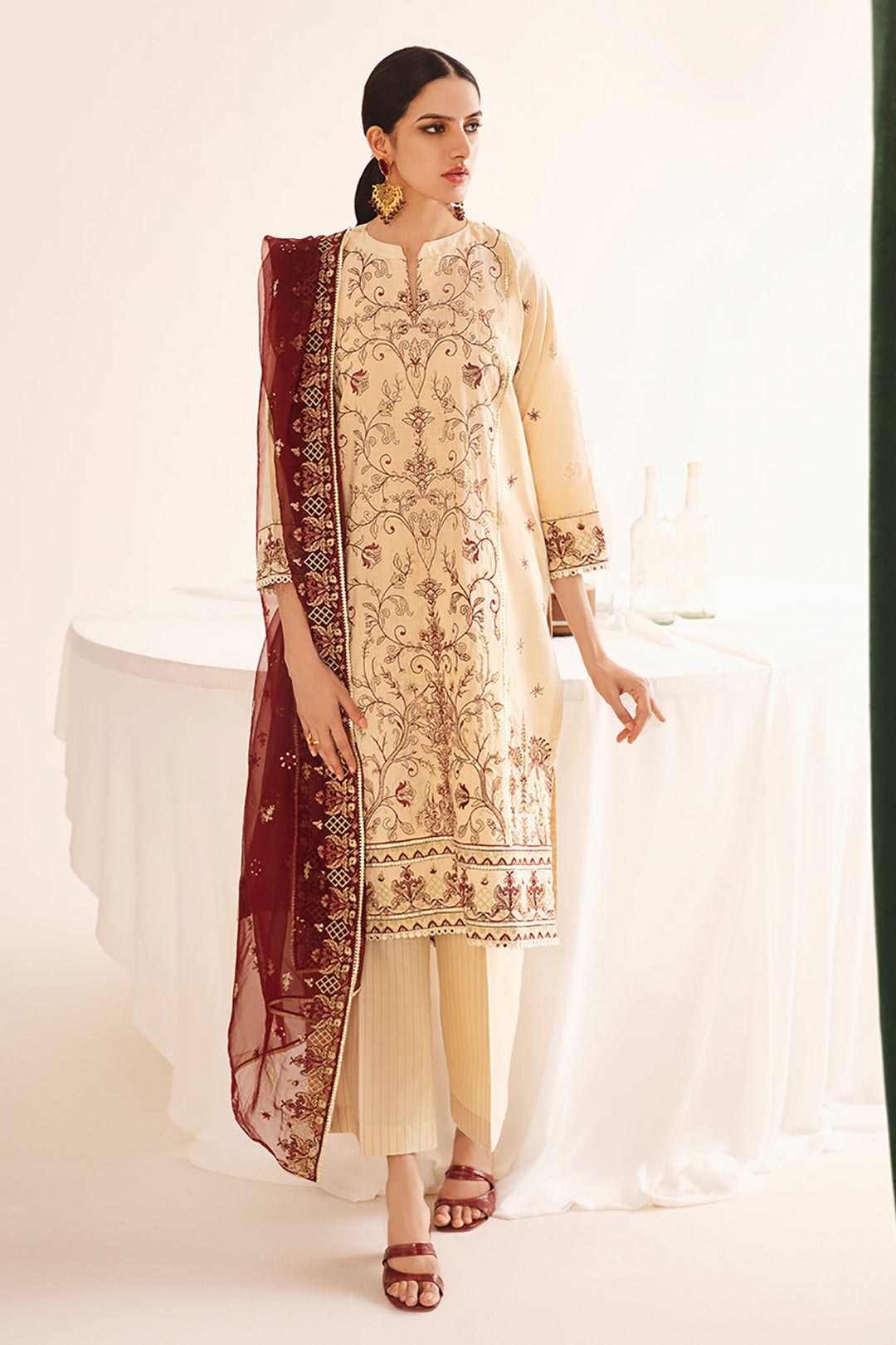 Zellbury | Unstitched 3 Piece Dobby | Embroidered Shirt Shalwar Dupatta - 0301 - by - Libasekhas UK - Registered Vendor of : Zellbury Women - 100% Original Designer Dresss